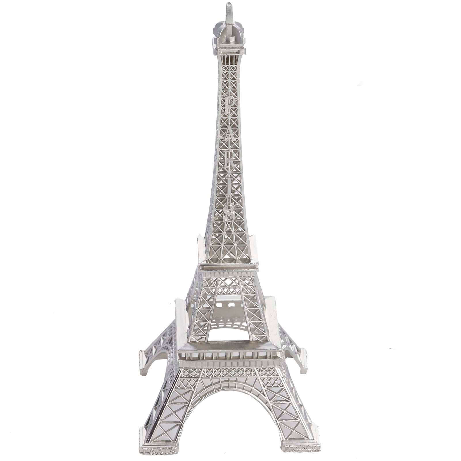 Eiffel Tower Table Centerpiece Metal Silver - Stylish Decorative Cake Topper for Parties & Gatherings 10"