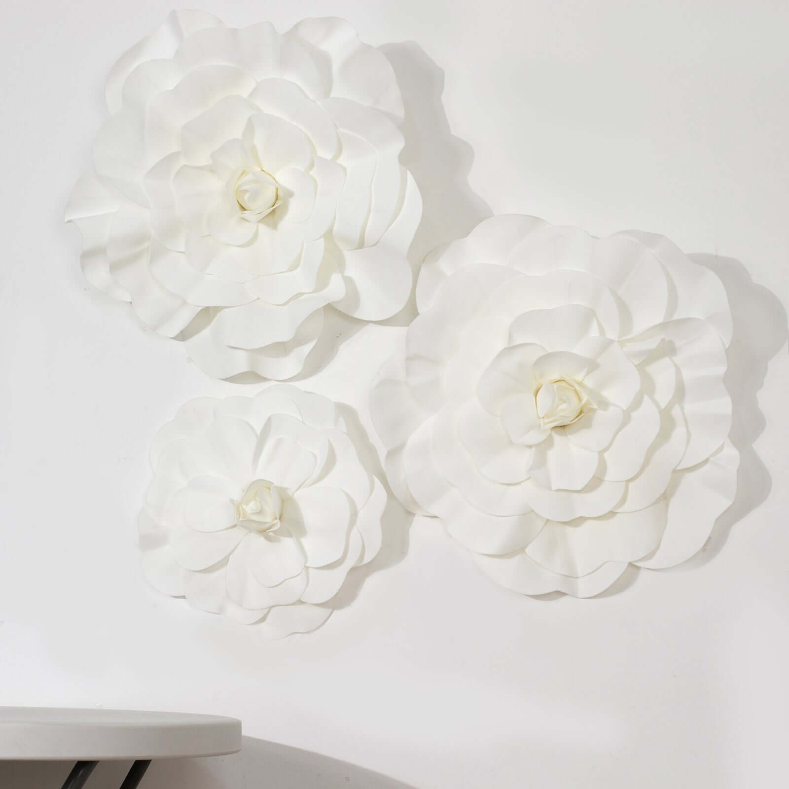 2 Pack 24" Large White Real Touch Artificial Foam DIY Craft Roses