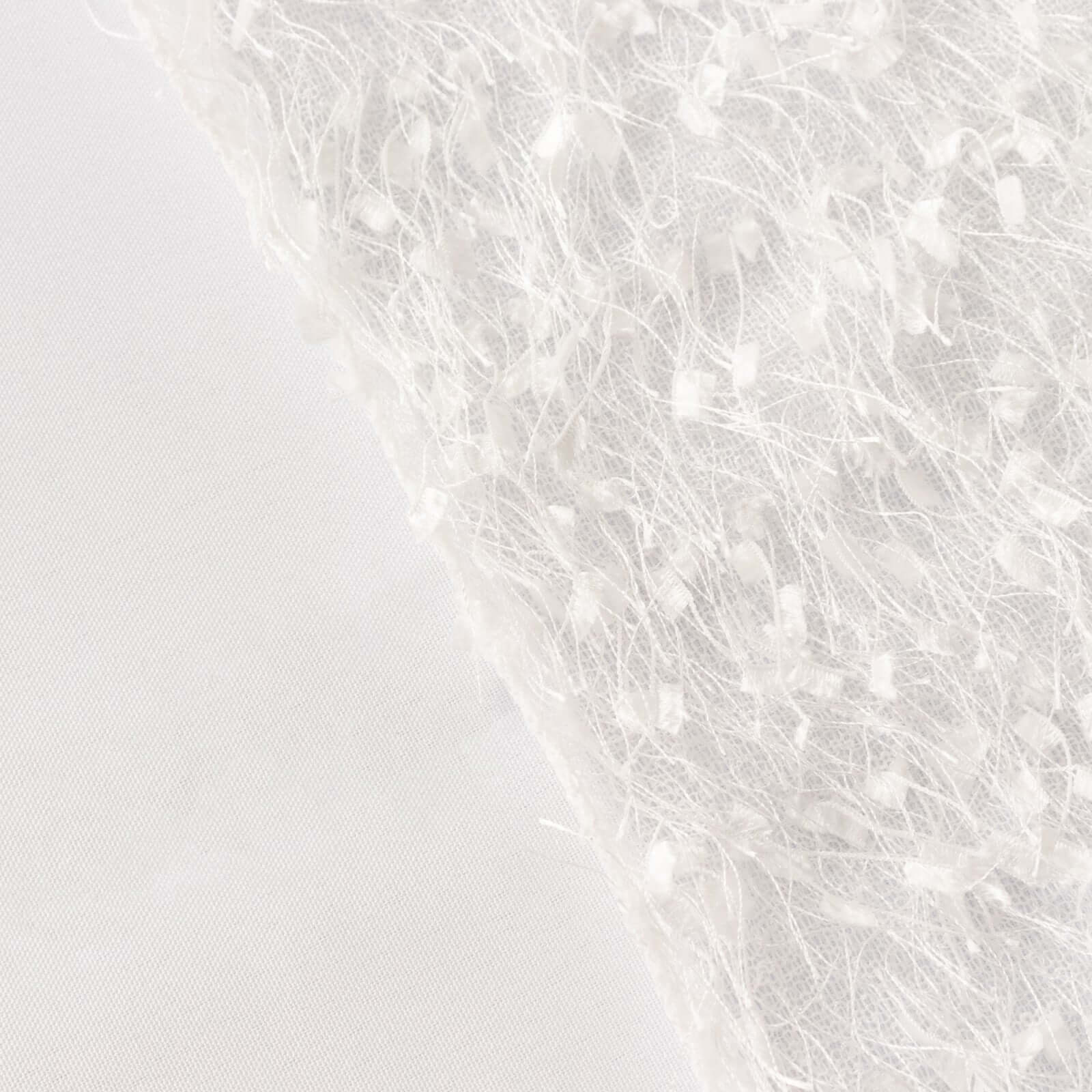 Polyester 12"x108" Table Runner White - Fringe Shag Table Decor