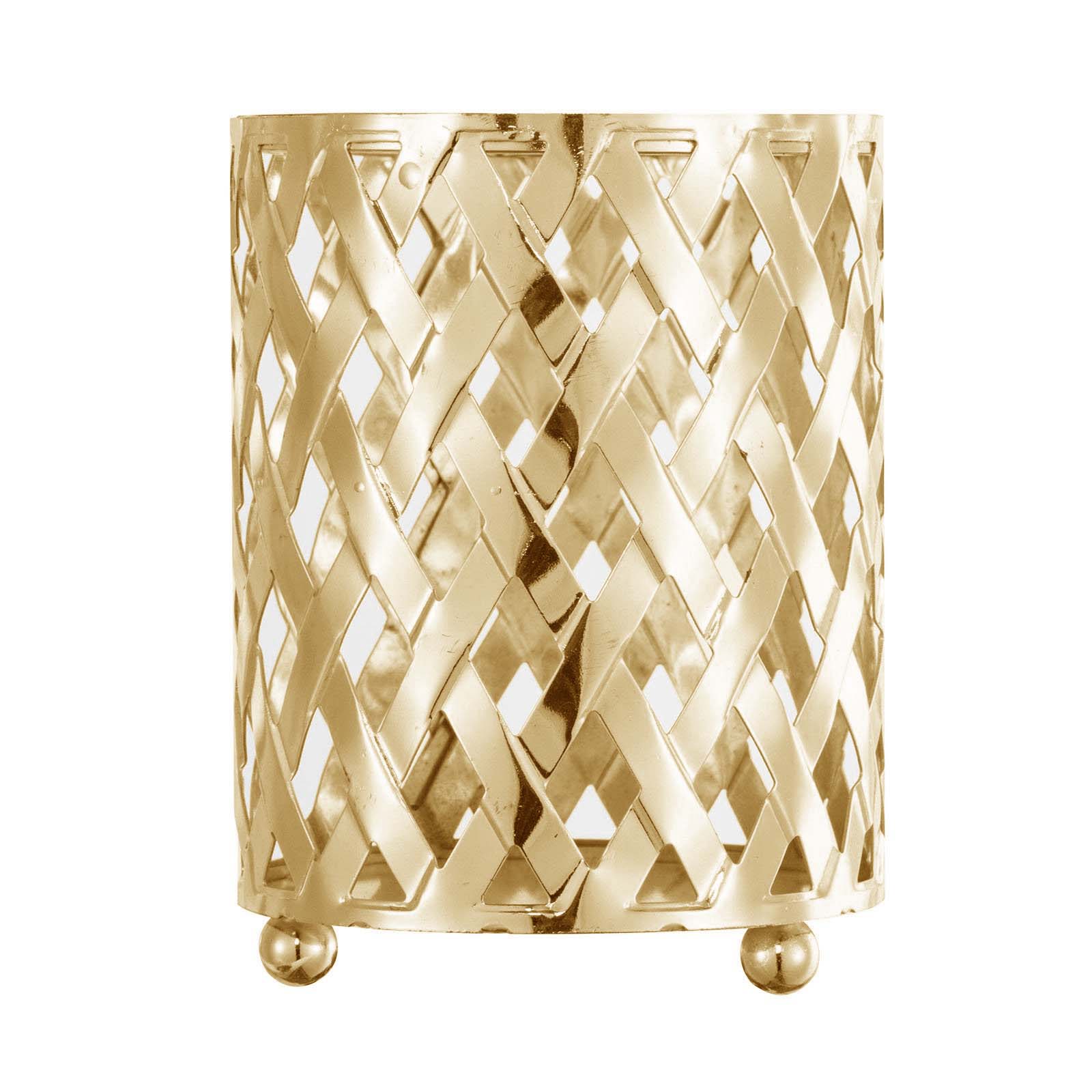 2-Pack Votive Candle Holders Gold Metal Diamond Cut Geometric Design - Perfect for Home Décor and Events 4"