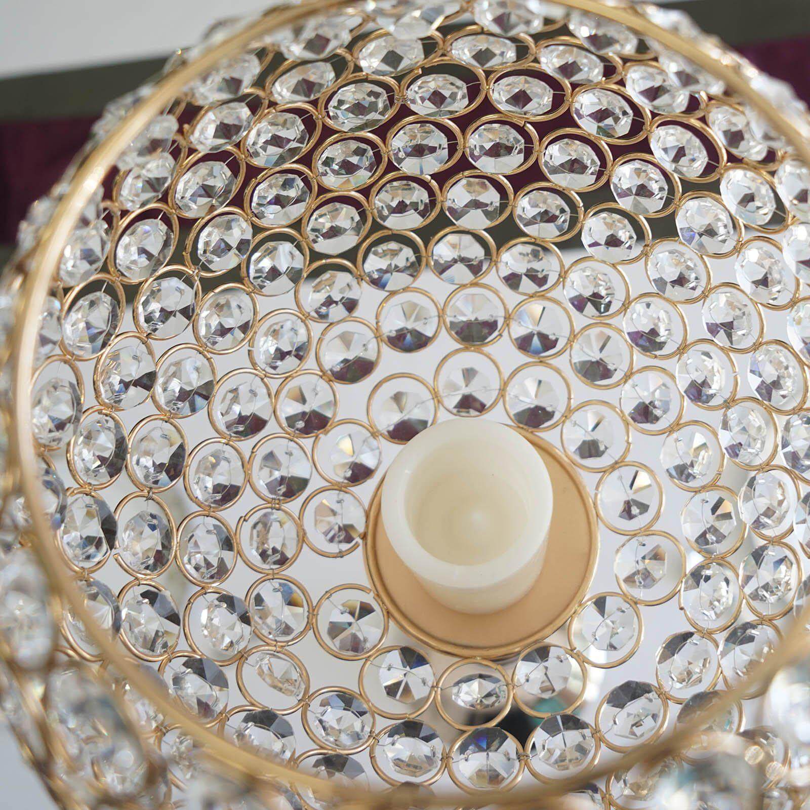 Acrylic Crystal Beaded Goblet Candle Holder Gold - Exquisite Flower Ball Centerpiece Stand for High-End Event Styling 30"