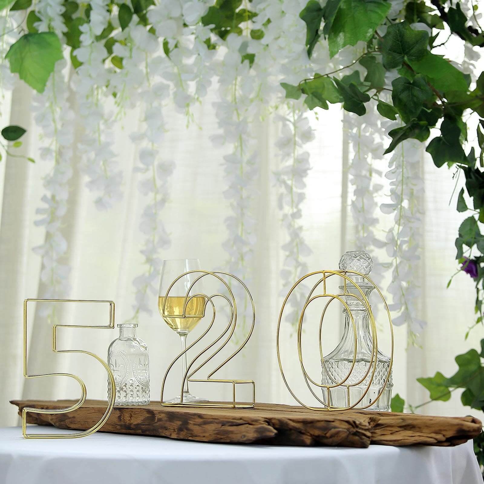 8" Tall Gold Freestanding 3D Decorative Wire Letter, Wedding Centerpiece - U