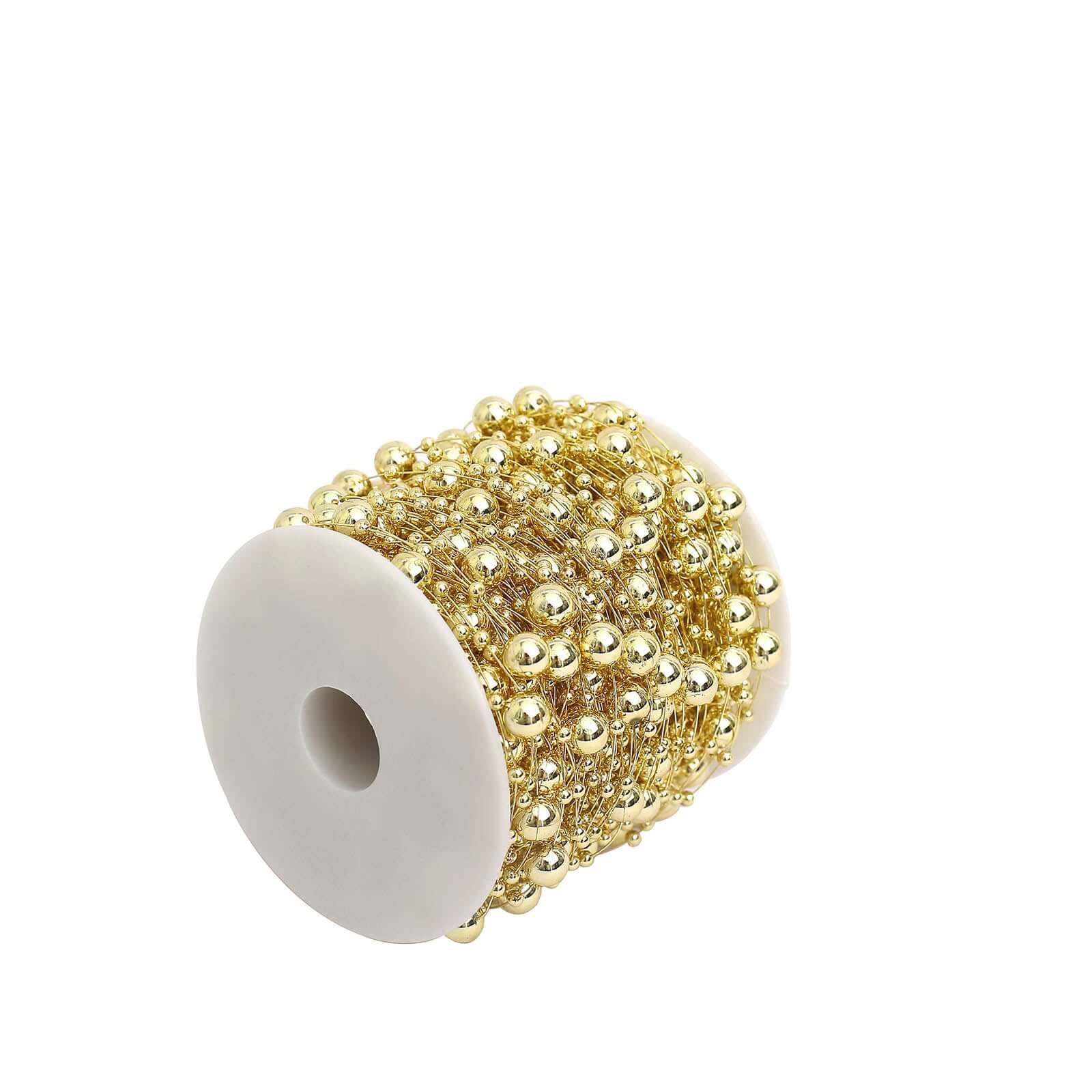 Faux Pearl String Beads Vase Filler - Gold DIY Craft Fishing Line Pearl Chains 100ft