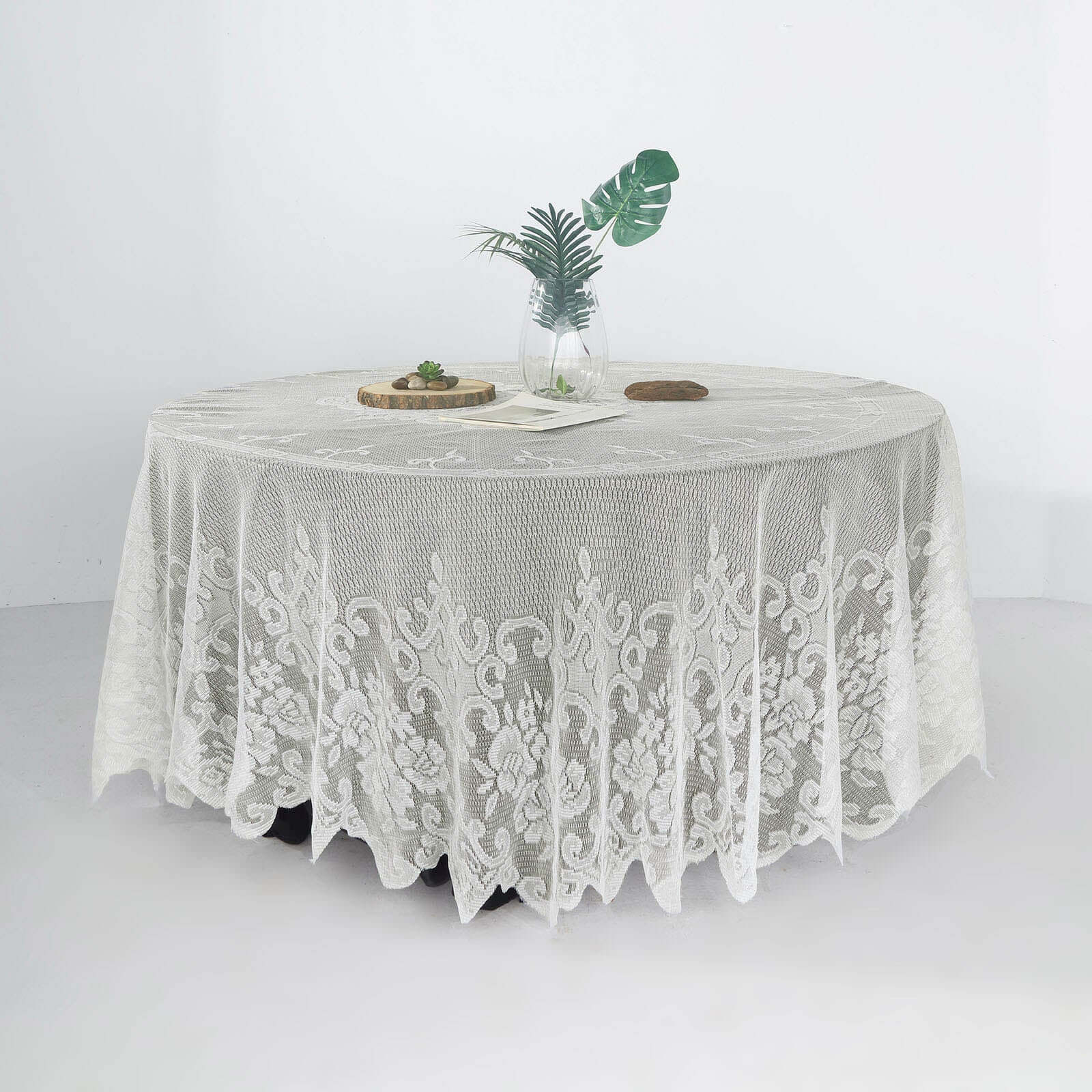 Lace 108" Round Tablecloth Ivory - Premium Design for Formal Table Settings