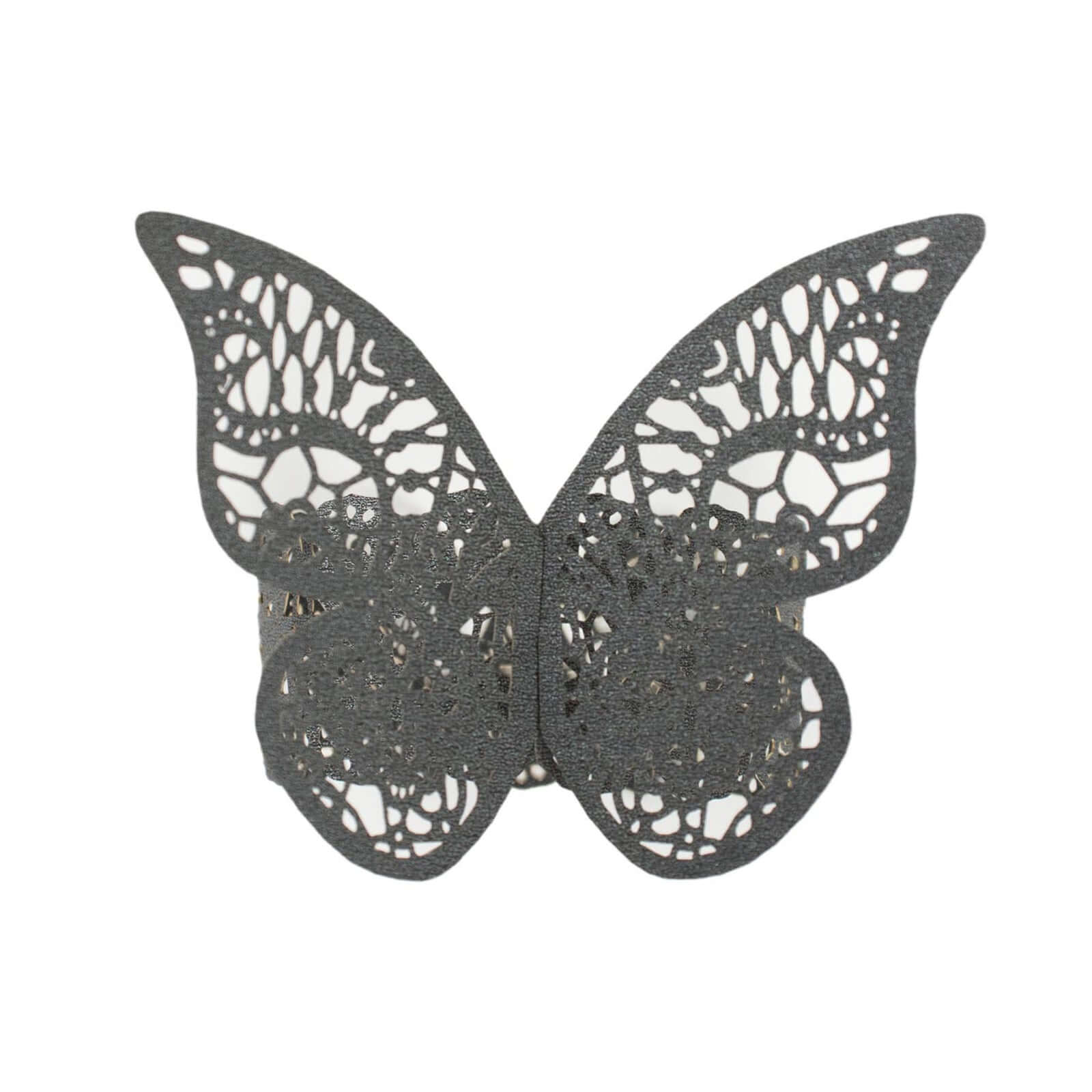 12-Pack Paper Napkin Rings Laser Cut Butterfly Black Shimmery - Decorative Serviette Holders for Events
