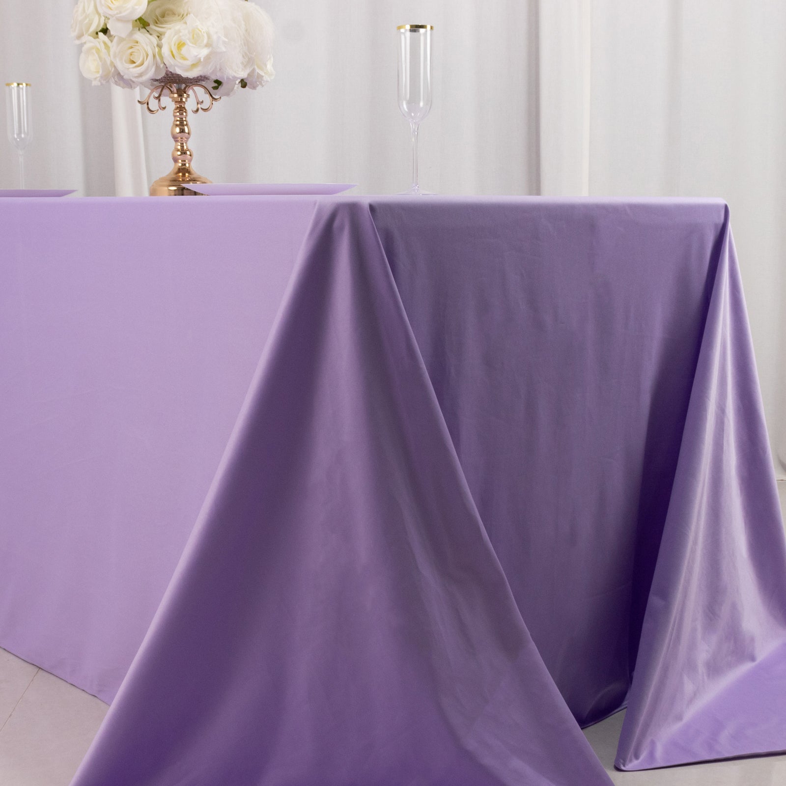 Scuba Rectangular 90"x132" Tablecloth Lavender Lilac - Wrinkle Free, Stain Resistant & Seamless Table Cover