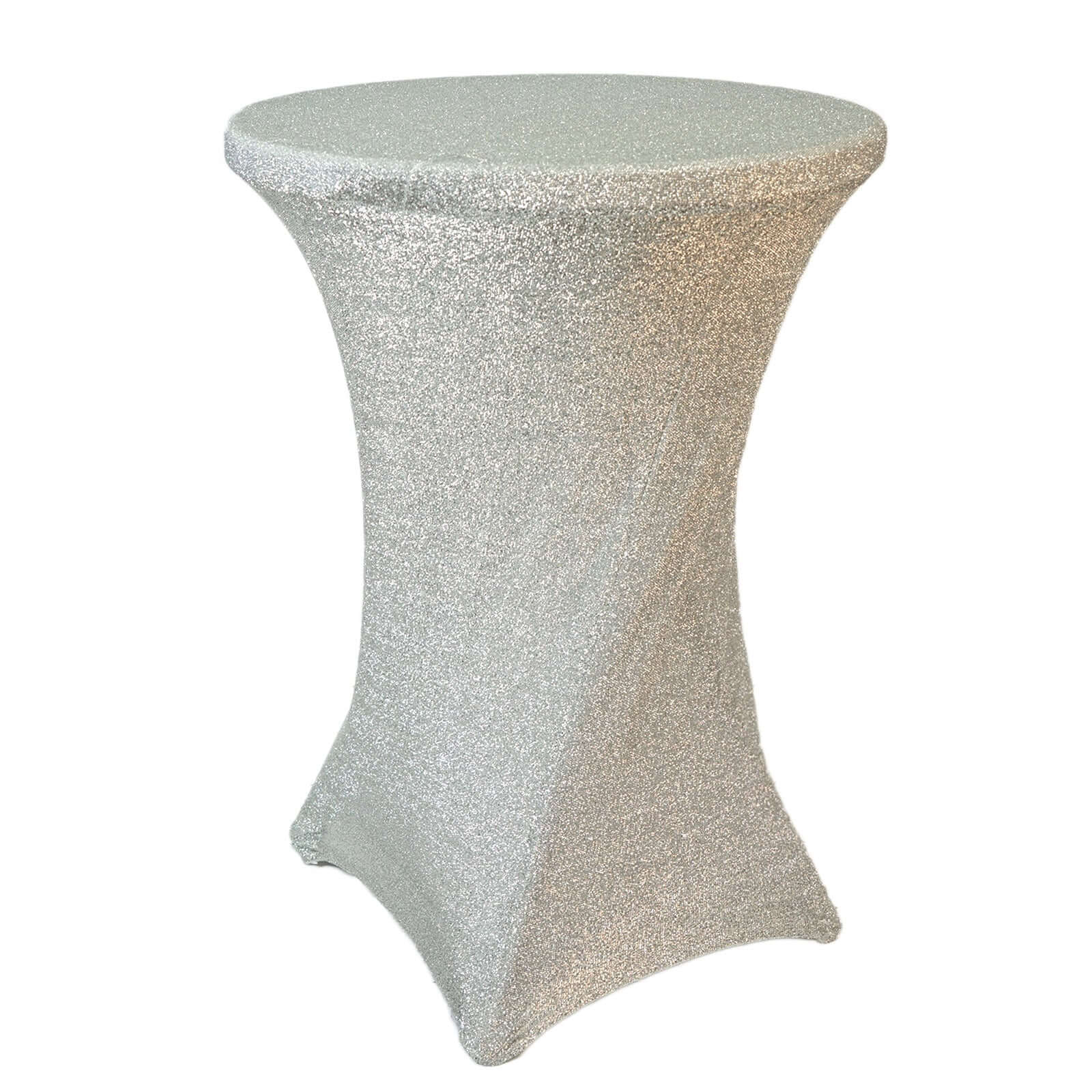 Metallic Spandex 36" Fitted Glitter Round Cocktail Table Cover Silver - Stretch Fit for High Top Tables