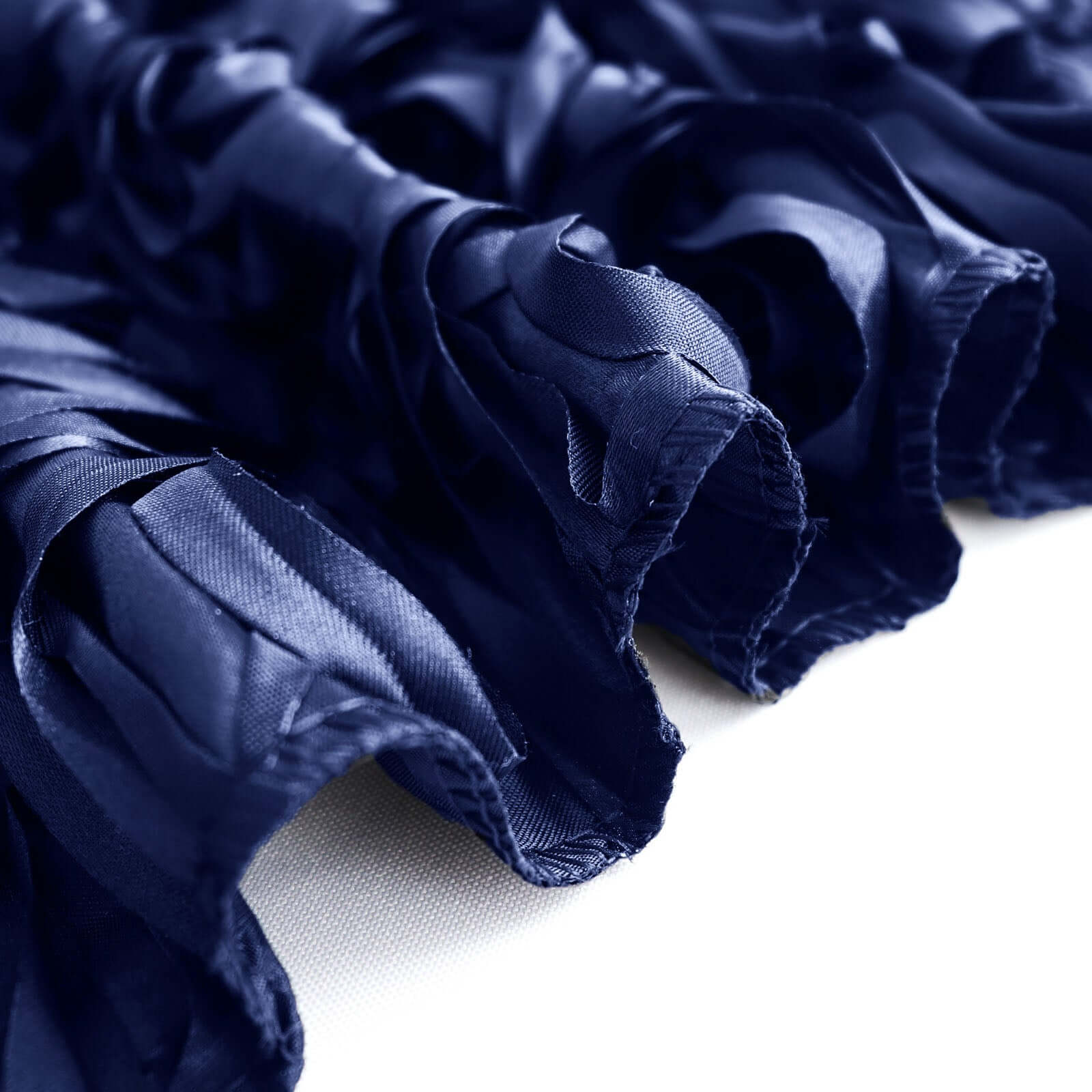 Satin 72"x72" Table Overlay Square Tablecloth Navy Blue - 3D Rosette Table Cover