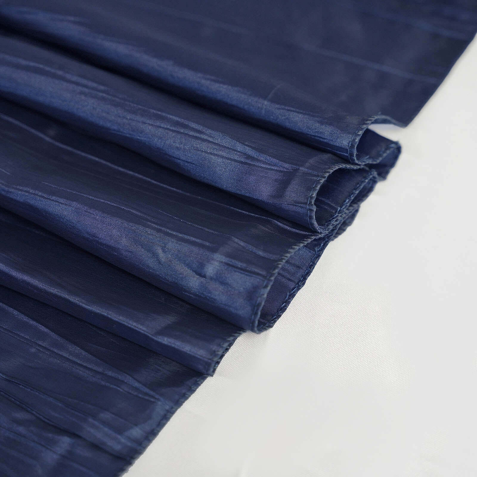 Taffeta 90"x156" Rectangle Tablecloth Navy Blue - Accordion Crinkle Seamless Table Cover