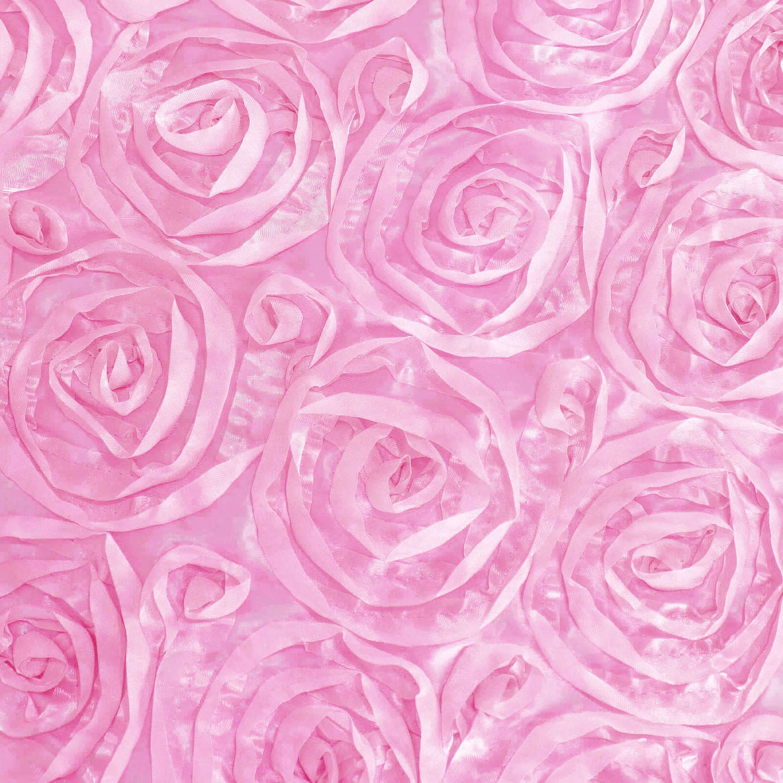 Satin 72"x72" Table Overlay Square Tablecloth Pink - 3D Rosette Table Cover