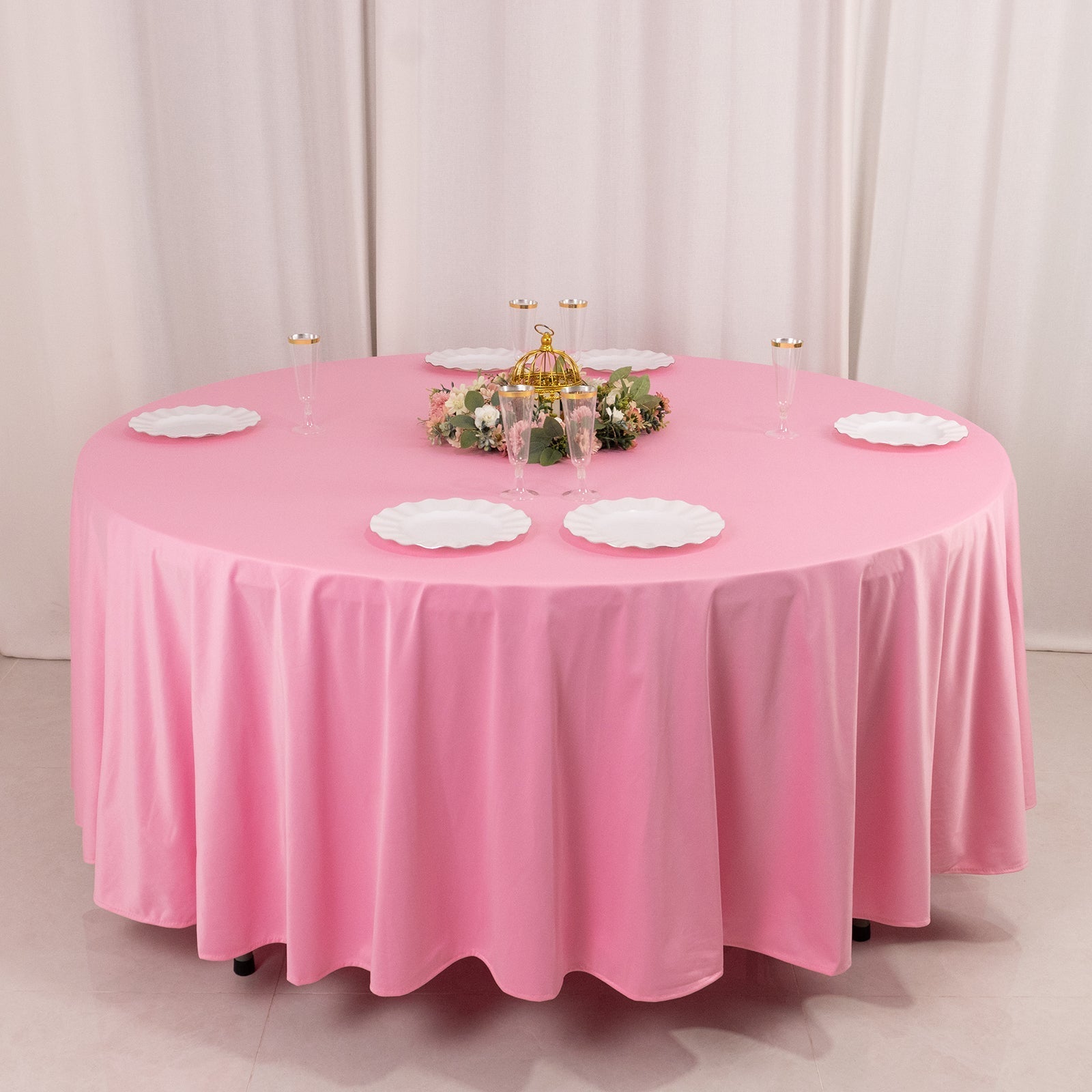 Scuba Round 108" Tablecloth Pink - Wrinkle Free & Stain Resistant Table Cover