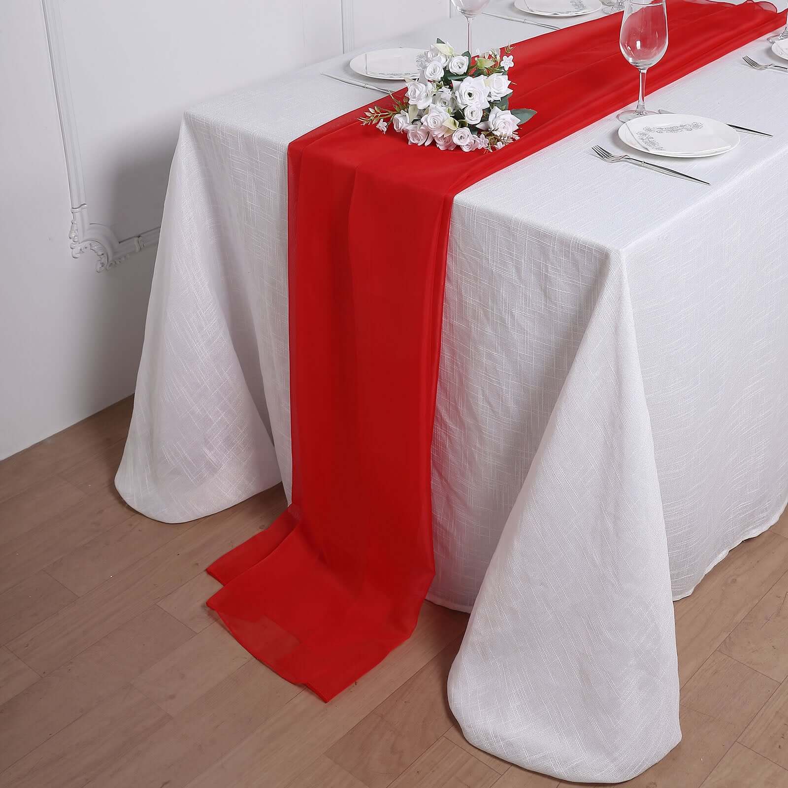 Chiffon 6ft Table Runner Red - Flowy & Lightweight Table Decor