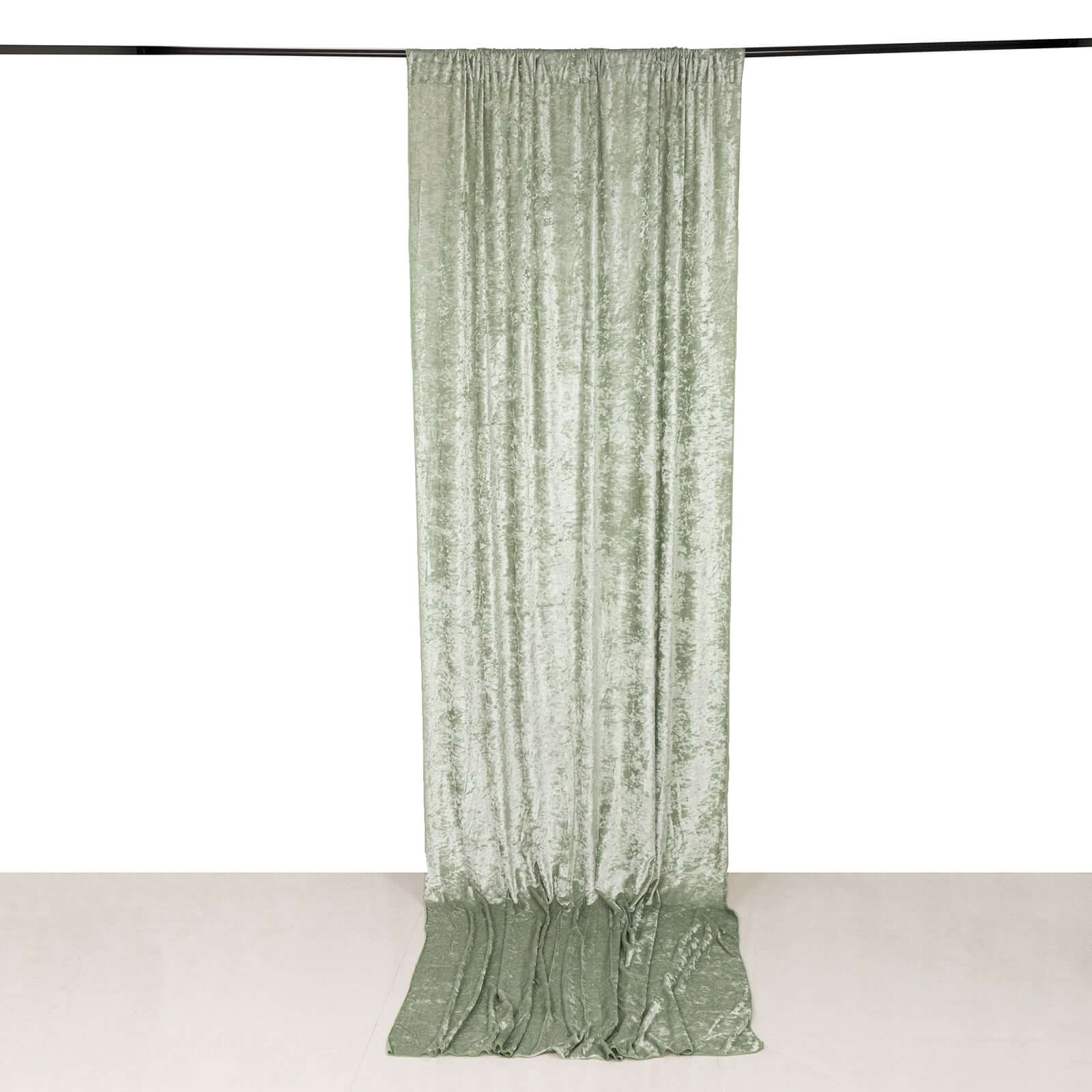 Sage Green Crushed Velvet Backdrop Curtain – 5ft x 12ft Event Drape with Rod Pocket, Privacy Panel for Photo Booths & Events