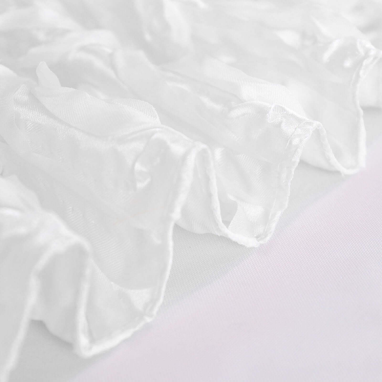 Satin 72"x72" Table Overlay Square Tablecloth White - 3D Rosette Design for Stylish Occasions