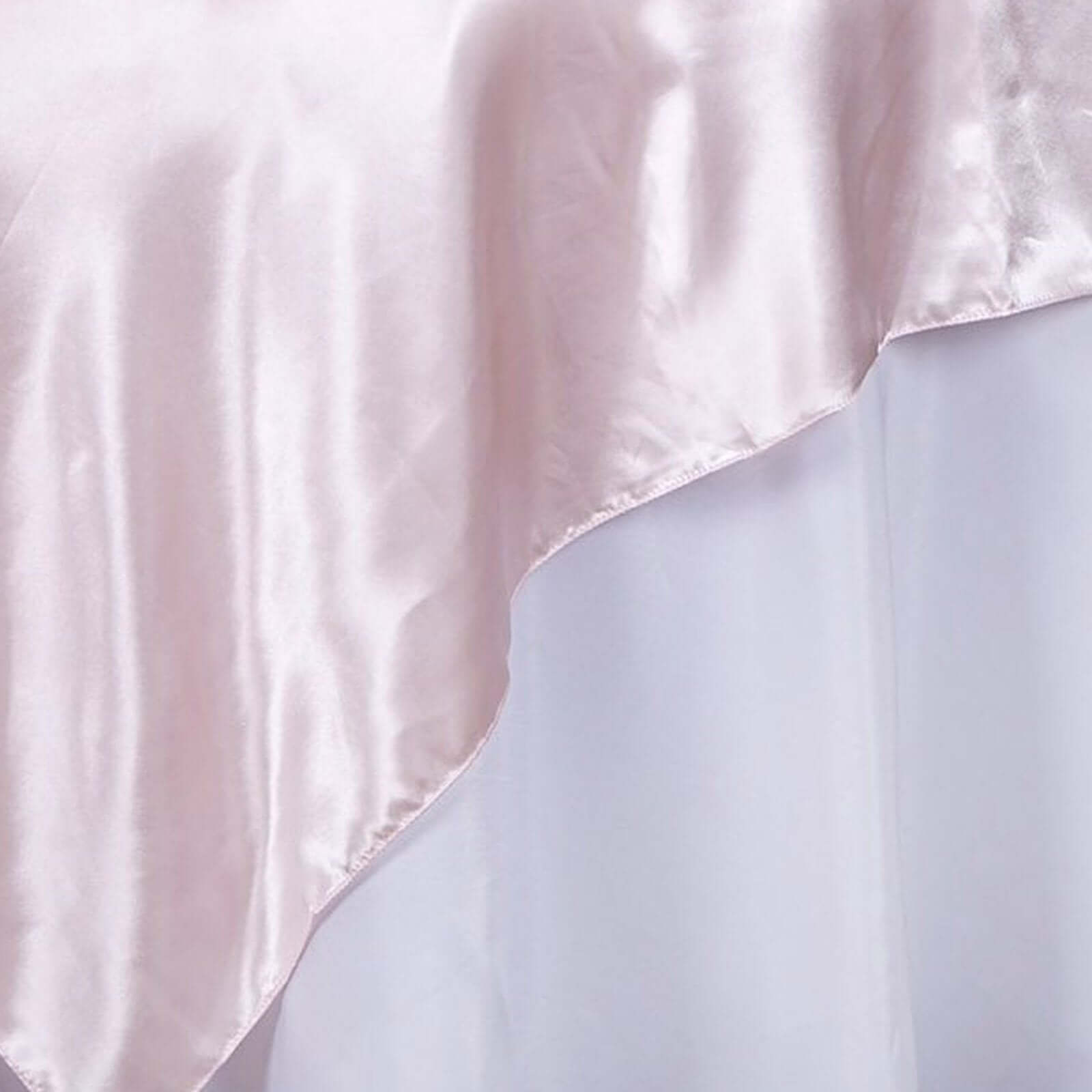 Satin 90"x90" Table Overlay Square Tablecloth Blush - Smooth Finish Table Topper