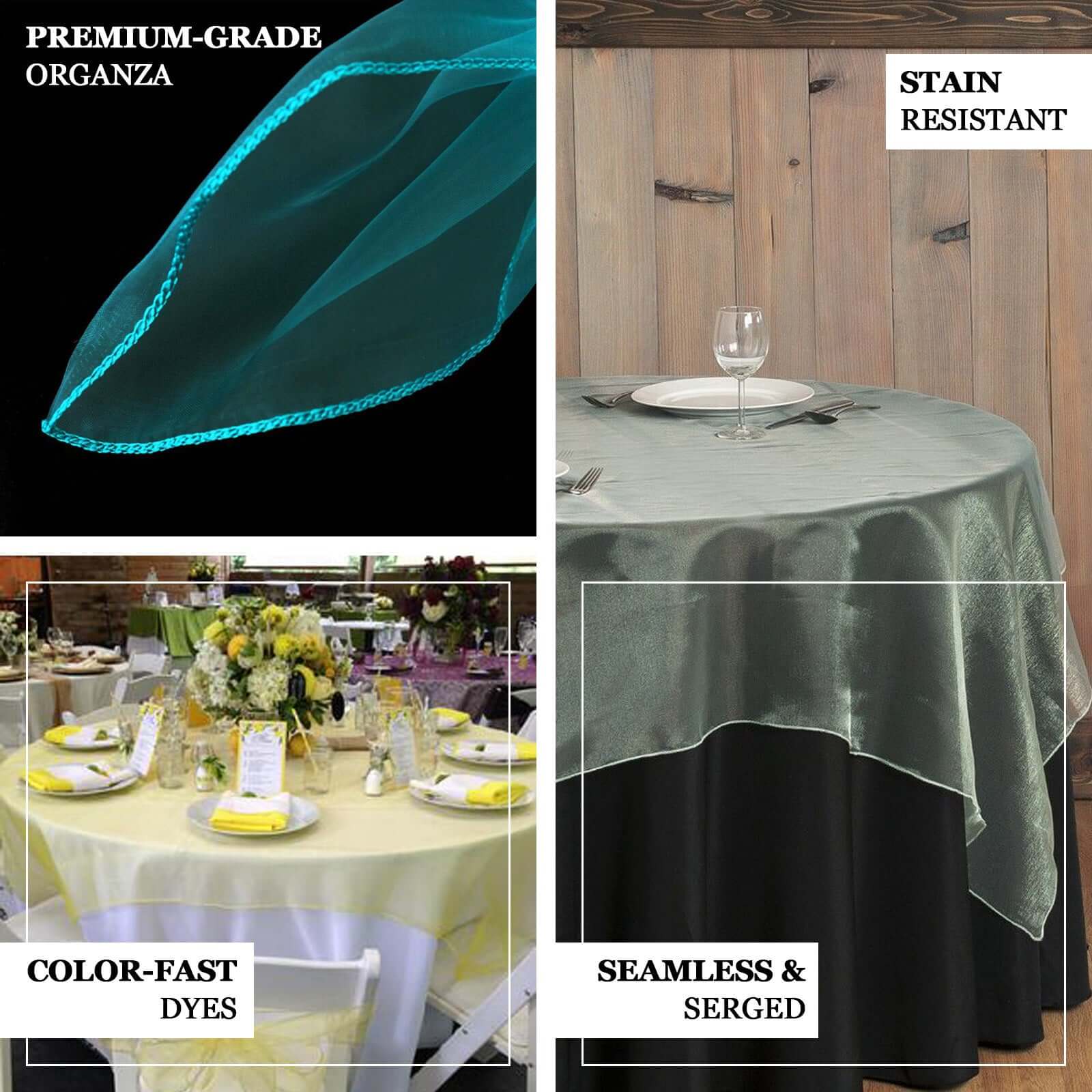 Organza 72"x72" Table Overlay Square Tablecloth Gold - Sheer Design for Stylish Events