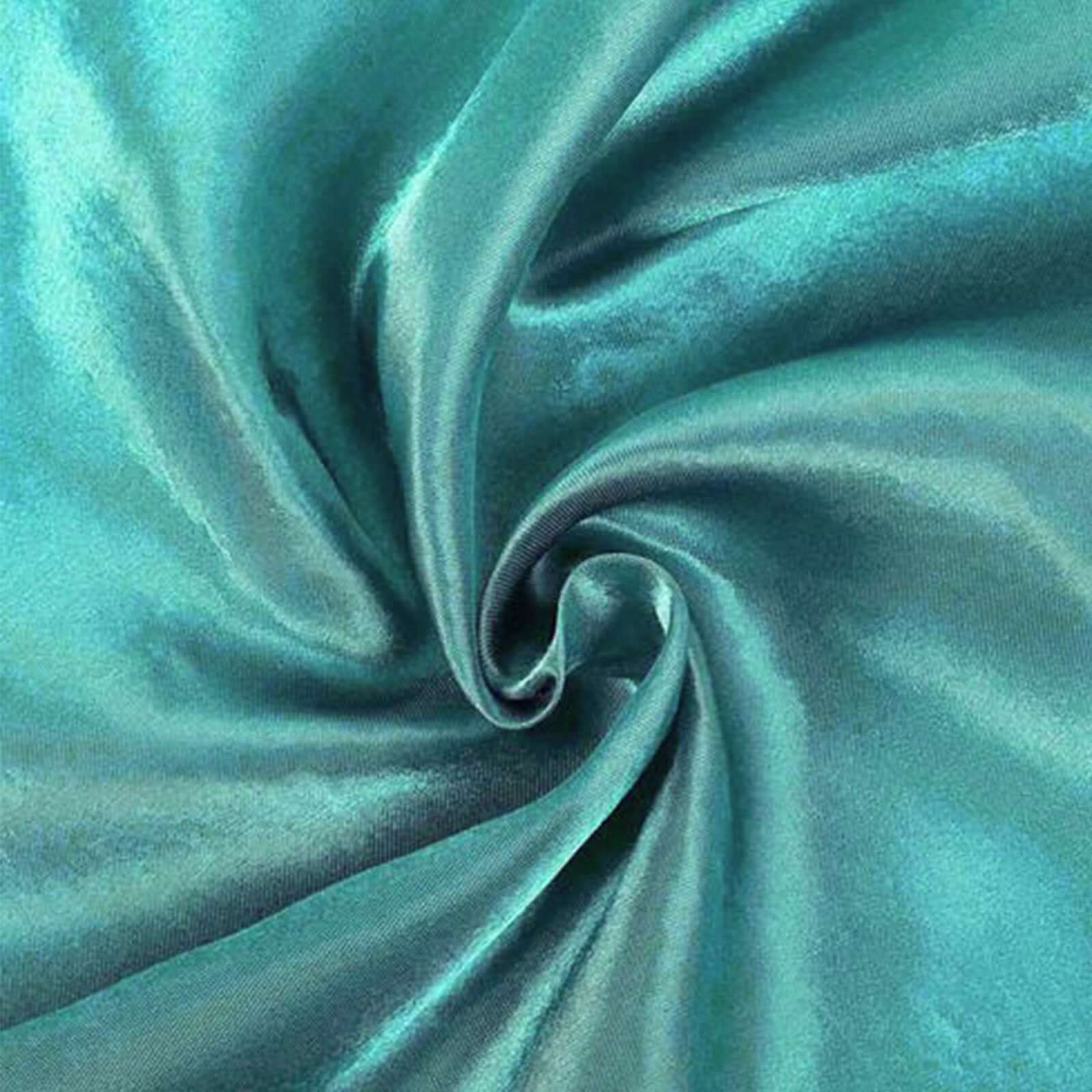 Satin 120" Round Tablecloth Turquoise - Stylish Seamless Table Cover