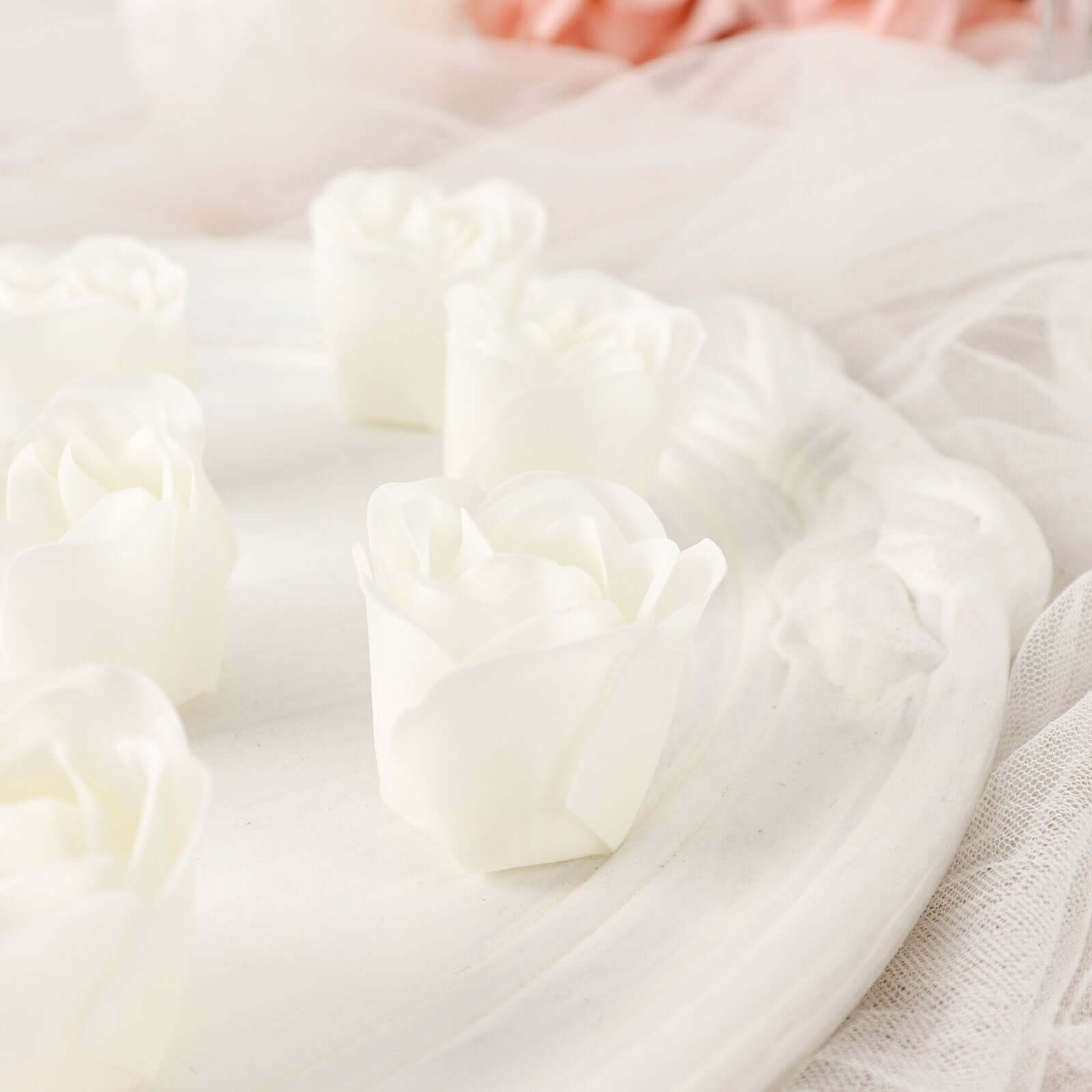 4 Pack 24 Pcs White Scented Rose Soap Heart Shaped Party Favors With Gift Boxes And Ribbon