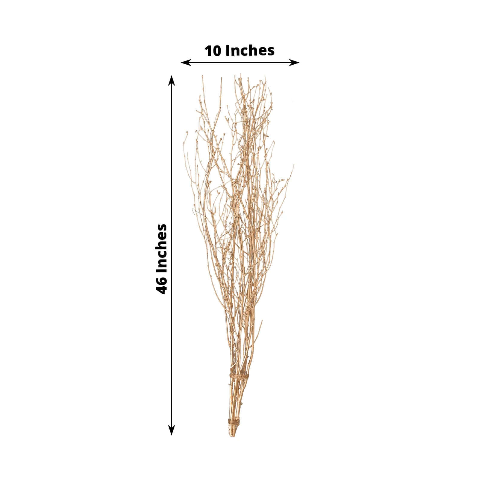 6-Pack Natural Birch Tree Branches 46" Metallic Gold - Versatile Extra Long Decorative Dried Willow Twigs Sticks for Vase Centerpiece Wedding Decor