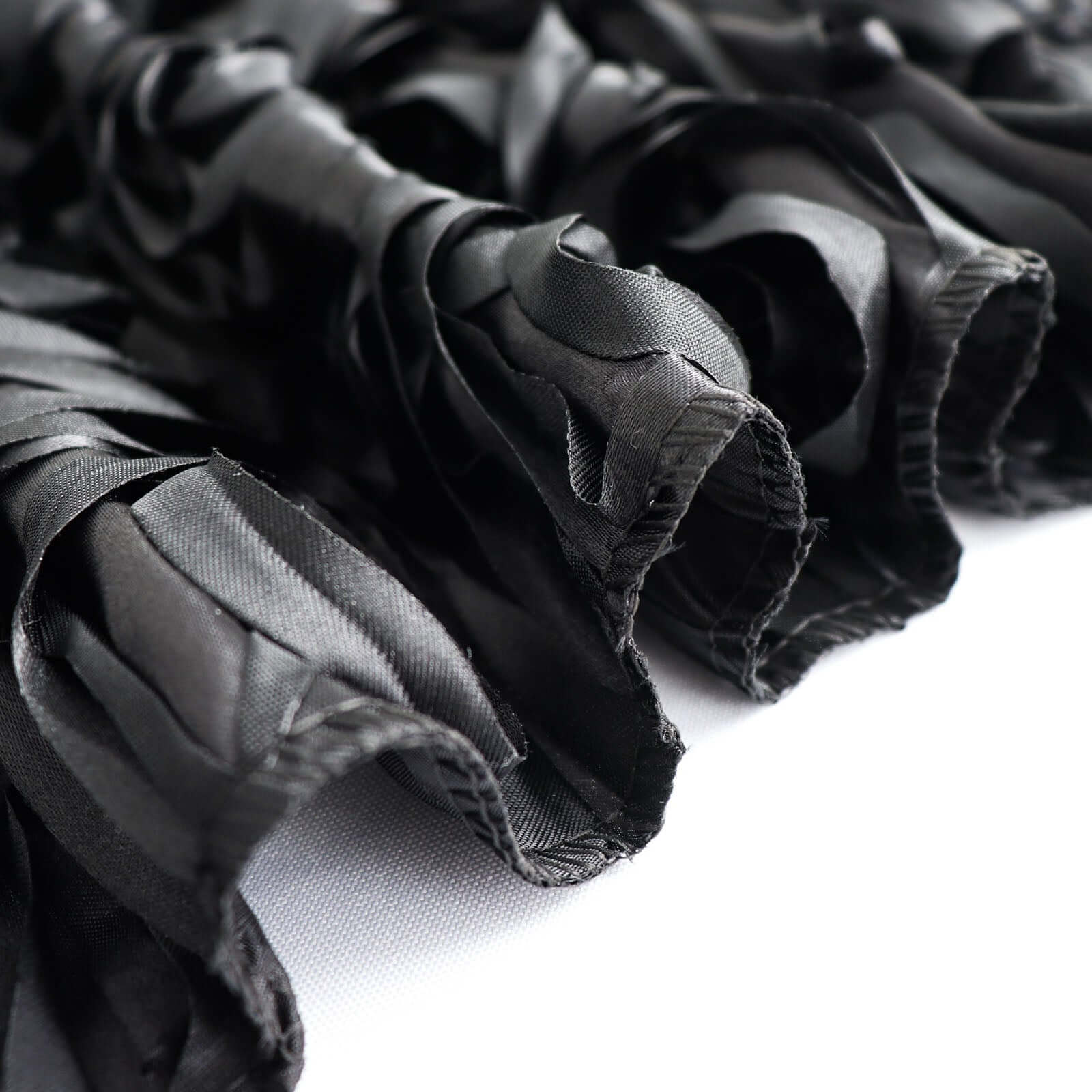 Satin 72"x72" Table Overlay Square Tablecloth Black - 3D Rosette Design for Stylish Occasions