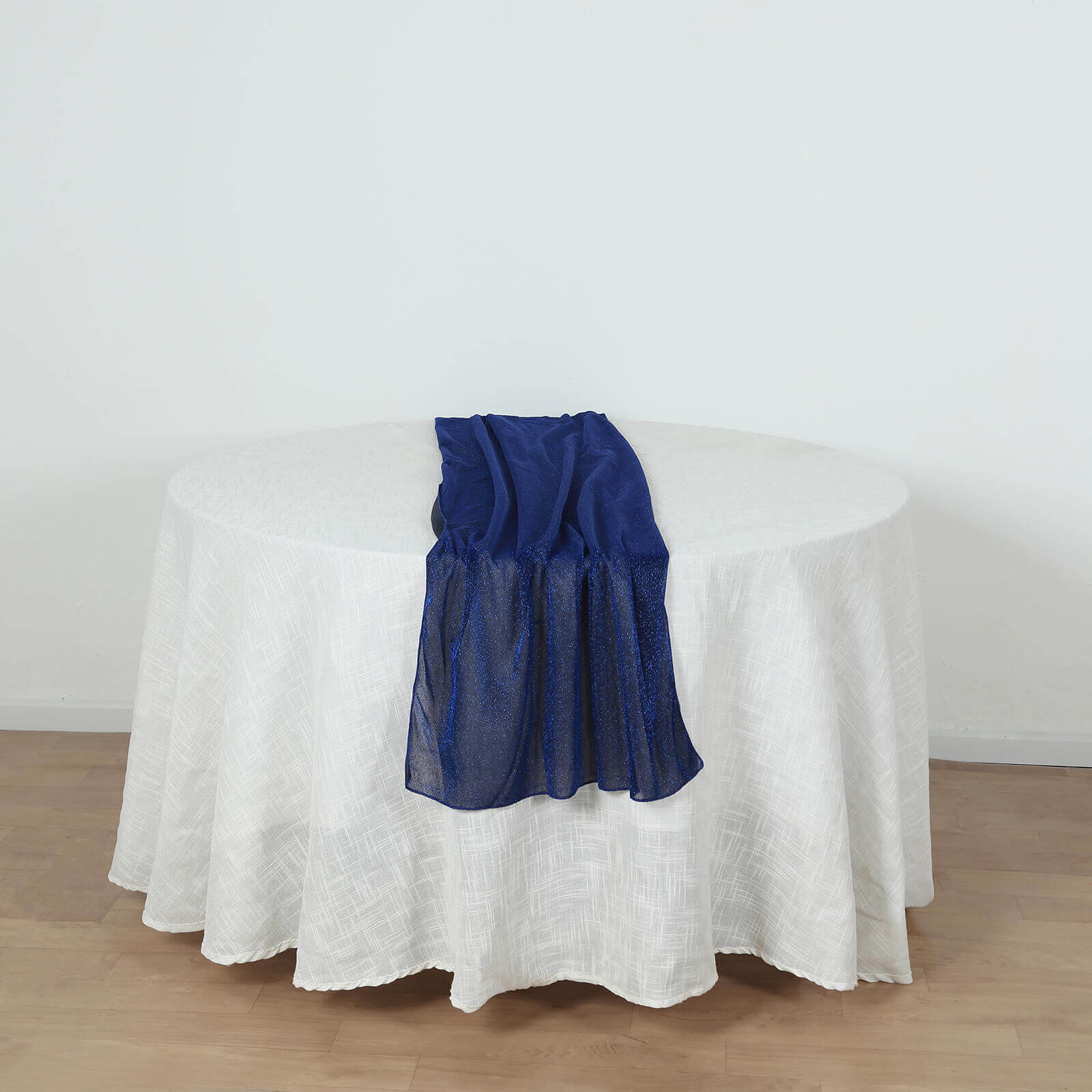 Glitter Gauze 27"x120" Table Runner Royal Blue - Sparkling Reusable Sheer Table Linen