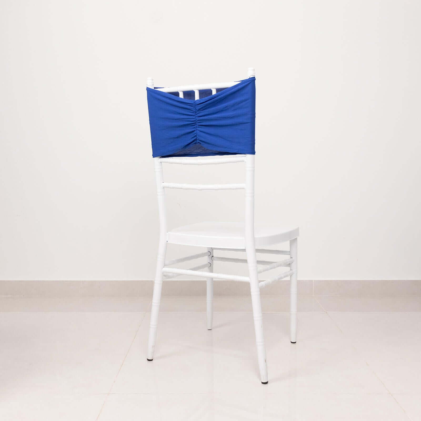 5 Pack Spandex Chair Sashes Royal Blue Ruffled Style - Wide Easy to Use Stretch Chair Bands 8"x13"