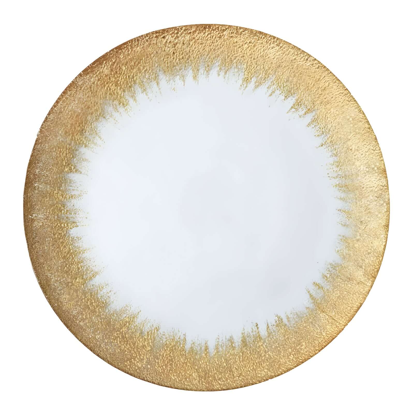 8-Pack Glass Round Charger Plates 13" in Clear with Metallic Gold Spray Rim, Decorative Dinner Charger Tableware