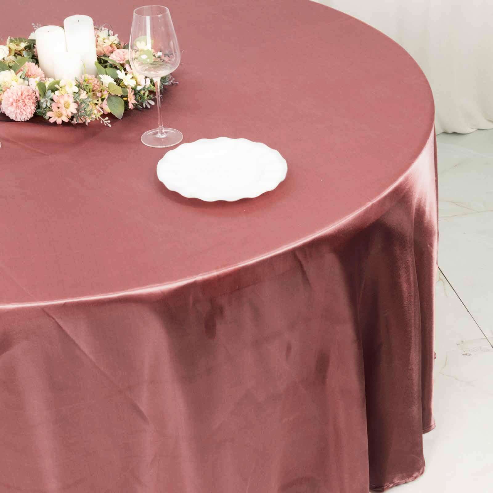 Satin 120" Round Tablecloth Cinnamon Rose - Stylish Seamless Table Cover