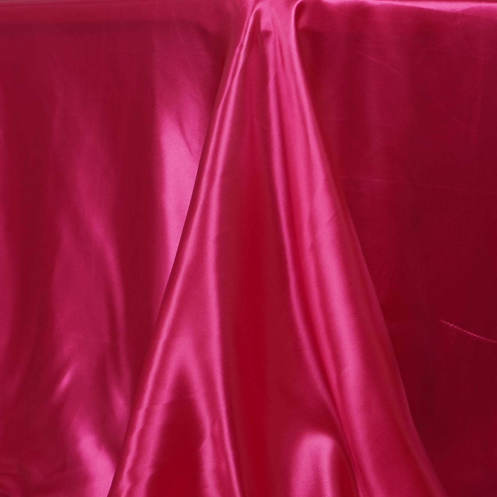 Satin Rectangular 90"x156" Tablecloth Fuchsia - Seamless Table Cover