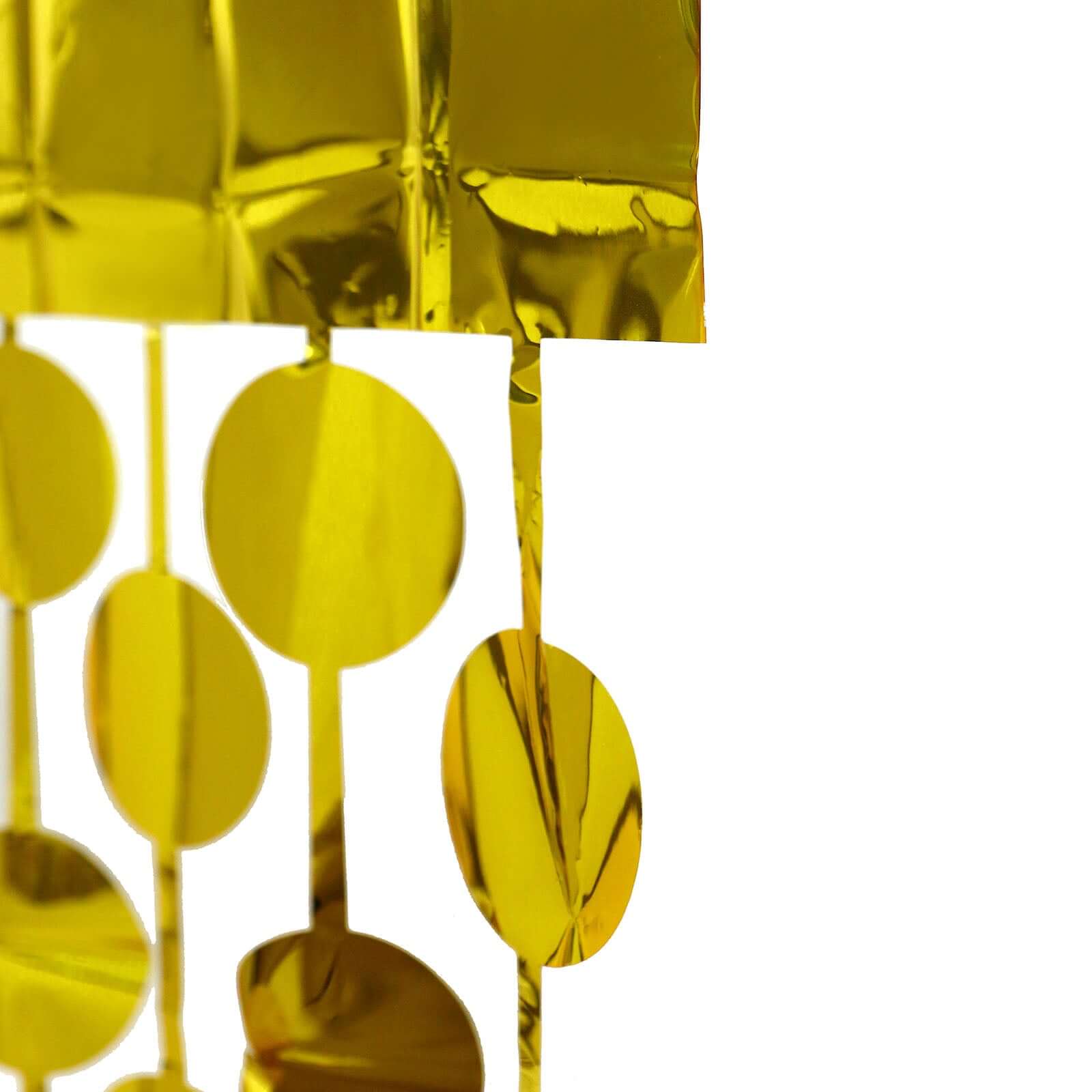 Gold Round Chain Foil Fringe Curtain Party Backdrop, Metallic Gold Tinsel Streamer Party Decor - Door Window Foil Curtain - 3ftx6.5ft