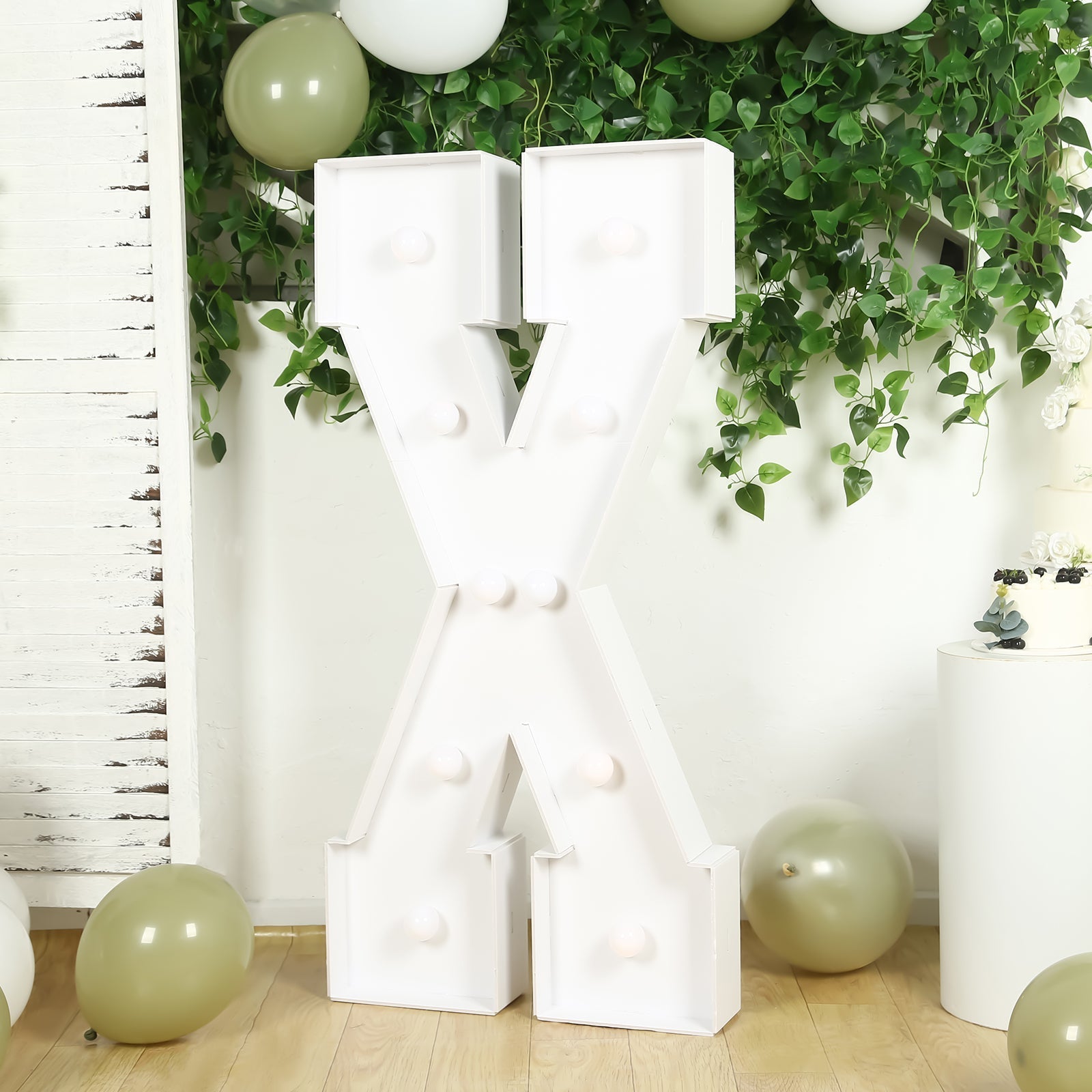 Giant LED Marquee Light Up Letter "X", White 4ft Pre-Cut Foam Board with 10 Warm White Battery Operated LEDs, Glue Gun and Sticks