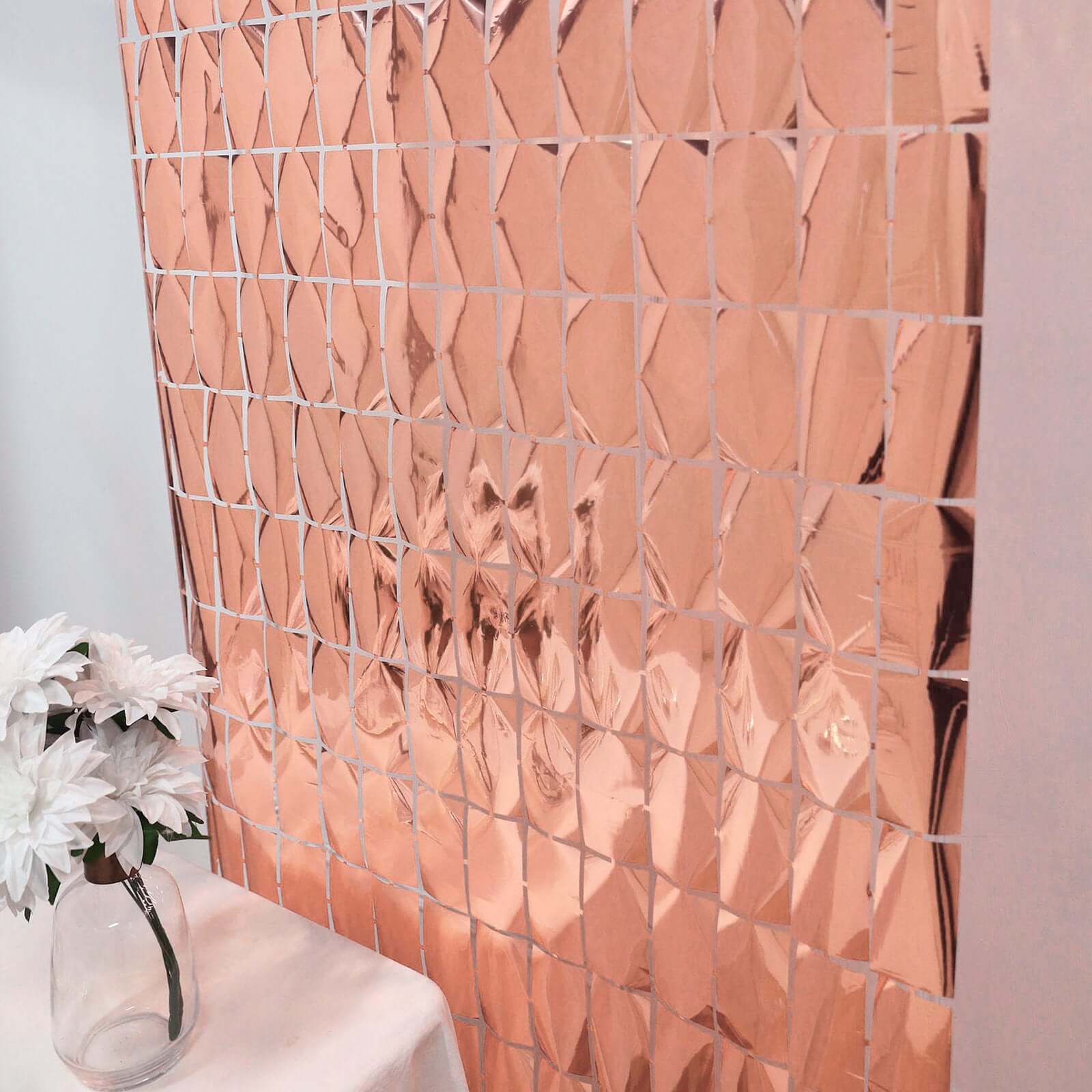 Shiny Rose Gold Metallic Foil Rectangle Curtain Party Backdrop Door Window Curtain - 3ftx6.5ft