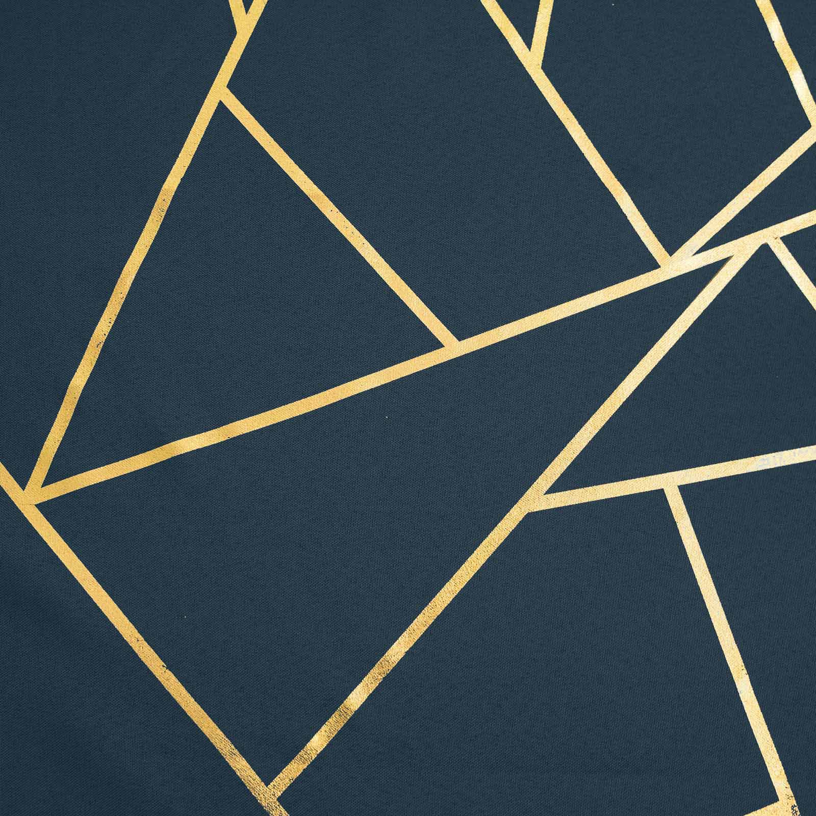 Polyester 9ft Table Runner Navy Blue with Gold Foil Modern Geometric Accent