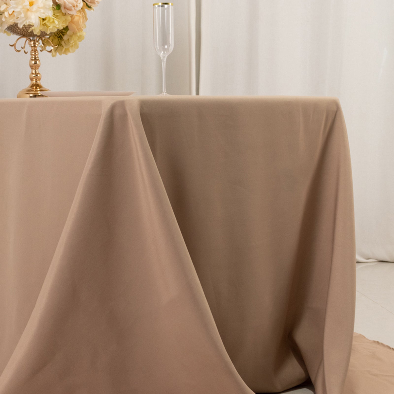 Premium Polyester 90"x132" Rectangle Tablecloth Nude - Seamless 220GSM Stain-Resistant Table Cover