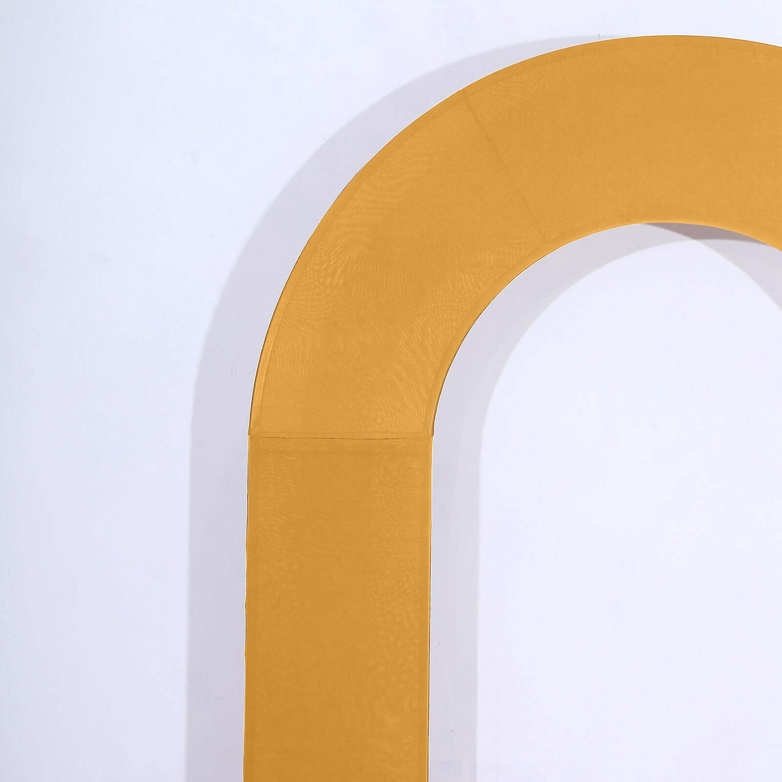 8ft Gold Spandex Fitted Open Arch Wedding Arch Cover, Double-Sided U-Shaped Backdrop Slipcover