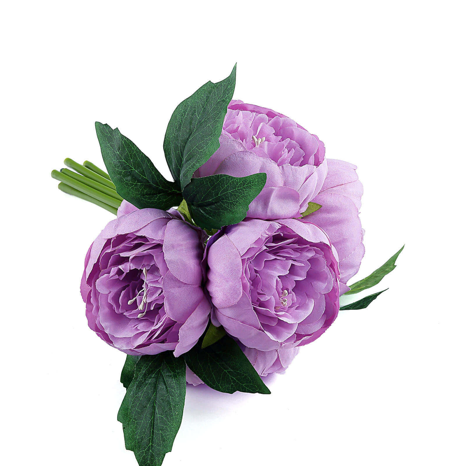 5 Flower Head Lavender Lilac Peony Bouquet Artificial Silk Peonies Spray