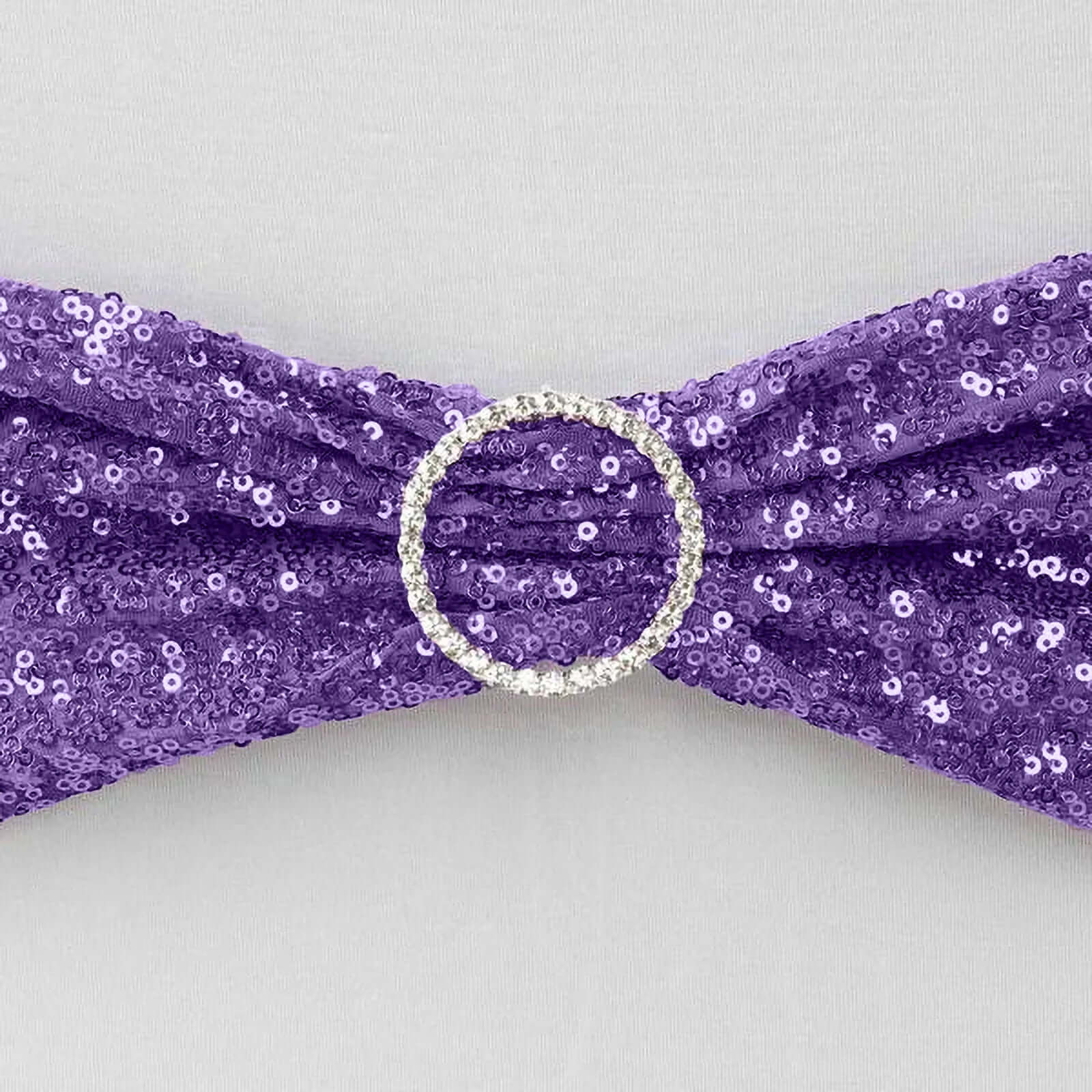 5 Pack Sequin Spandex Chair Sashes Purple - Stretch Chair Bands 6"x15"