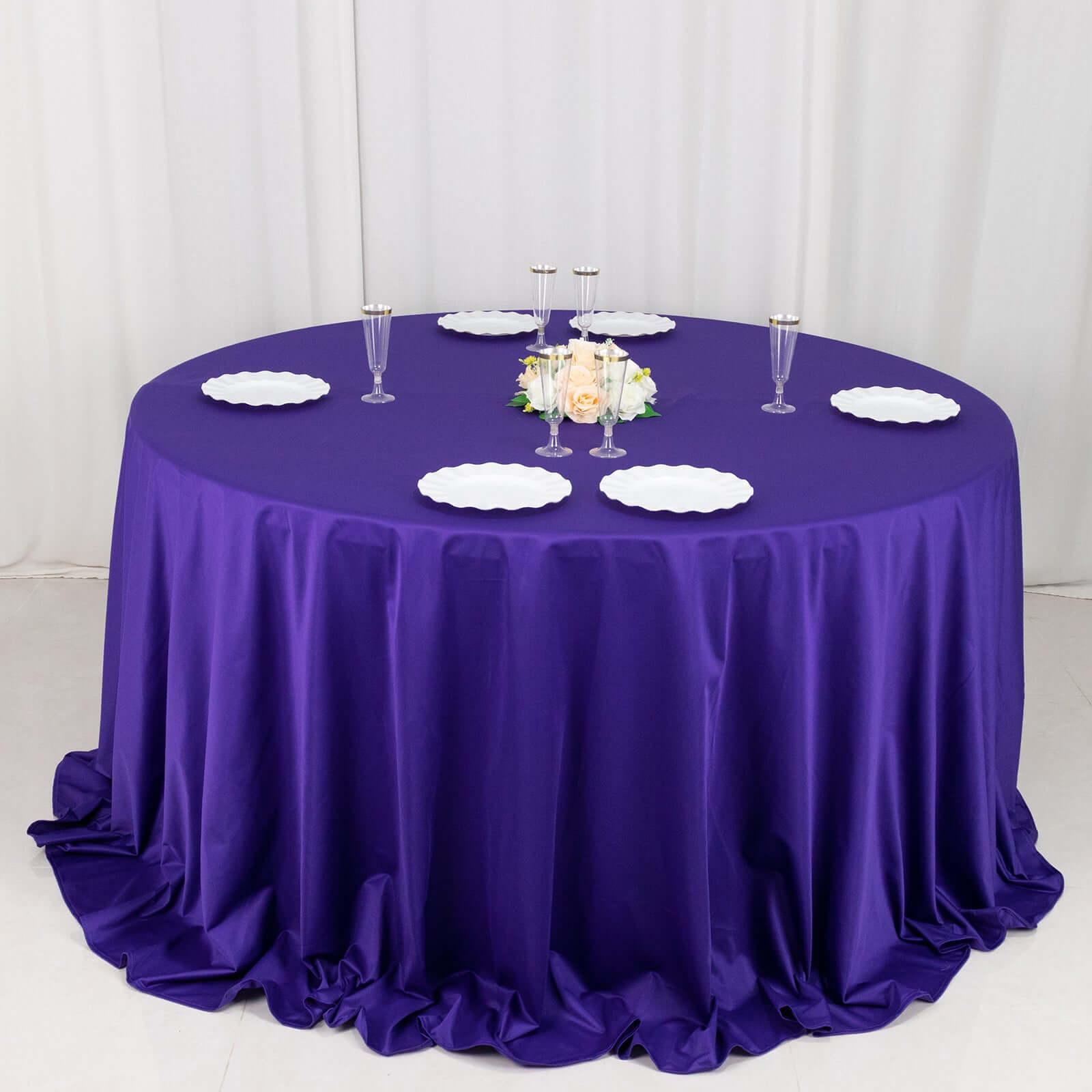 Scuba Round 132" Tablecloth Purple - Wrinkle Free & Stain Resistant Seamless Table Cover