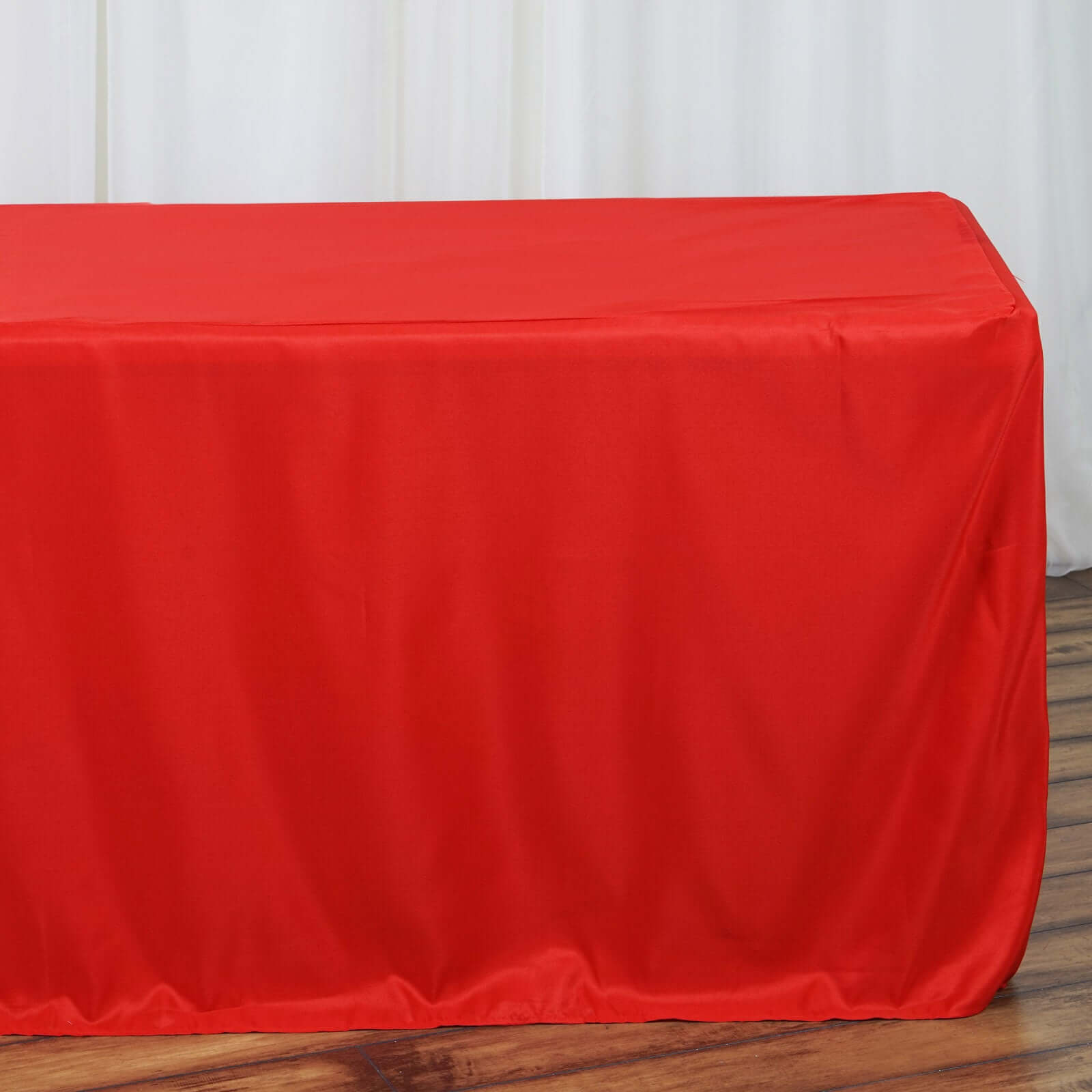 Fitted Polyester 96"x30" Rectangle Tablecloth Red - Durable and Easy to Maintain Table Cover