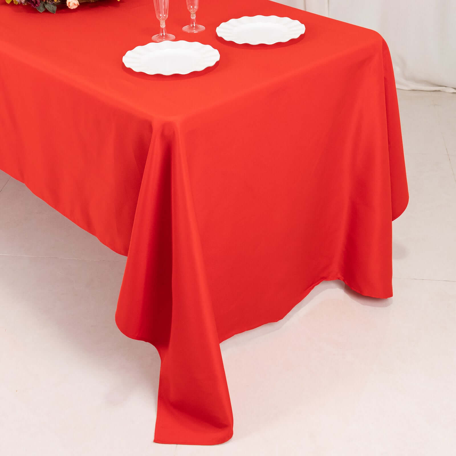 Premium Polyester 60"x126" Rectangle Tablecloth Red - Stain-Resistant 220GSM Finish Table Cover