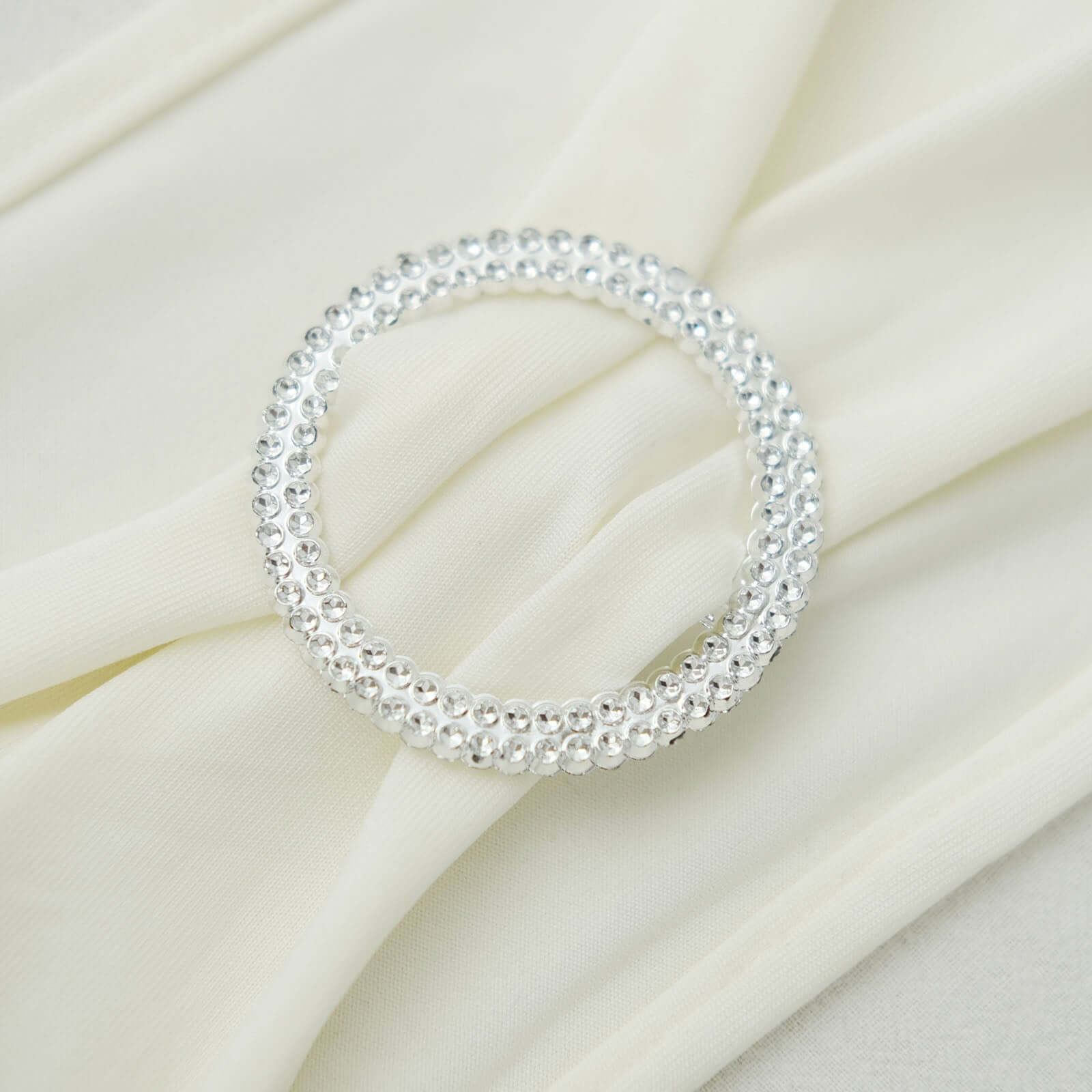 20 Pack Diamond Round Chair Sash Band Buckle Pins Silver - Timeless Rhinestone Napkin Rings 2.5"