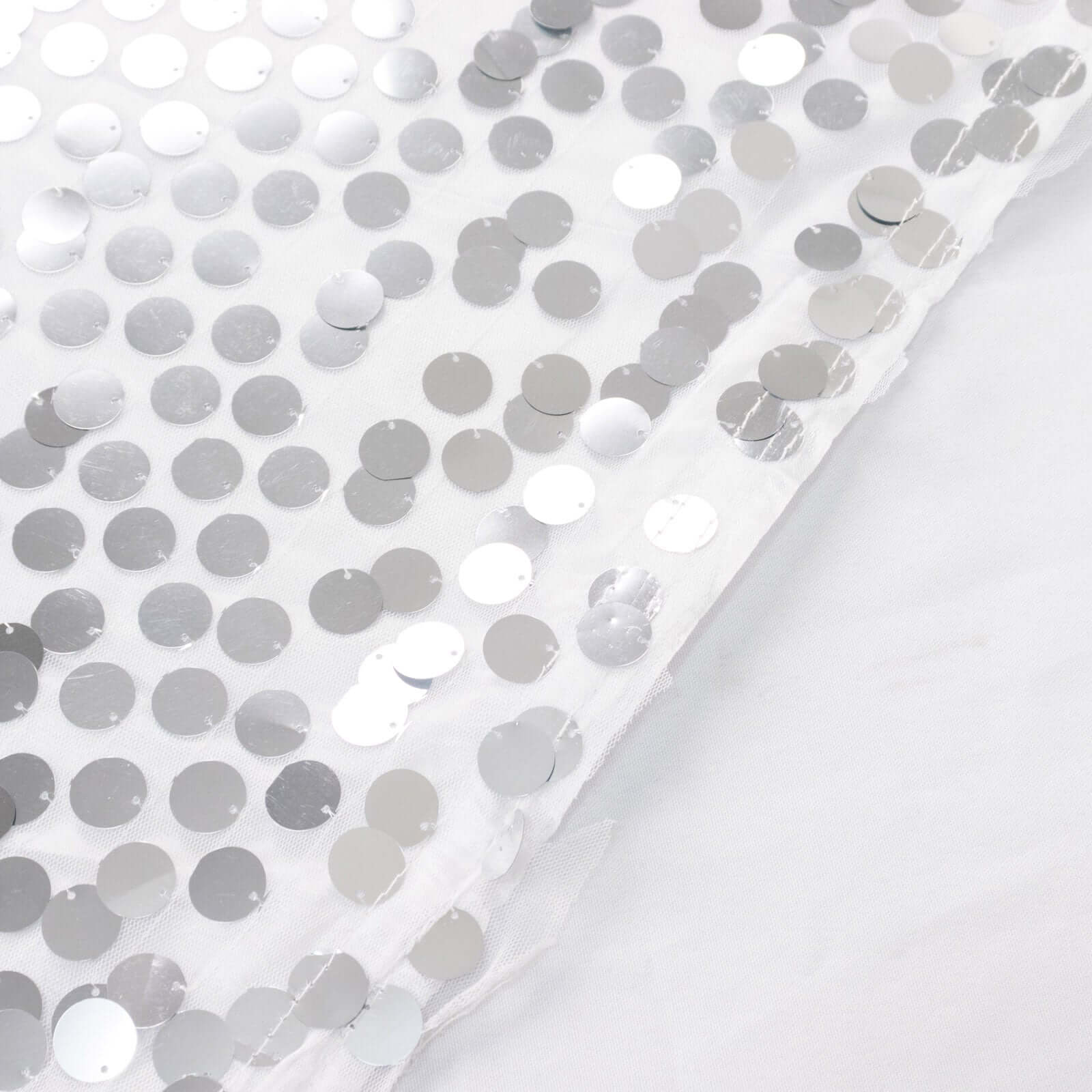 Payette Sequin 21ft Table Skirt Silver - Dual Layered Satin Table Cover