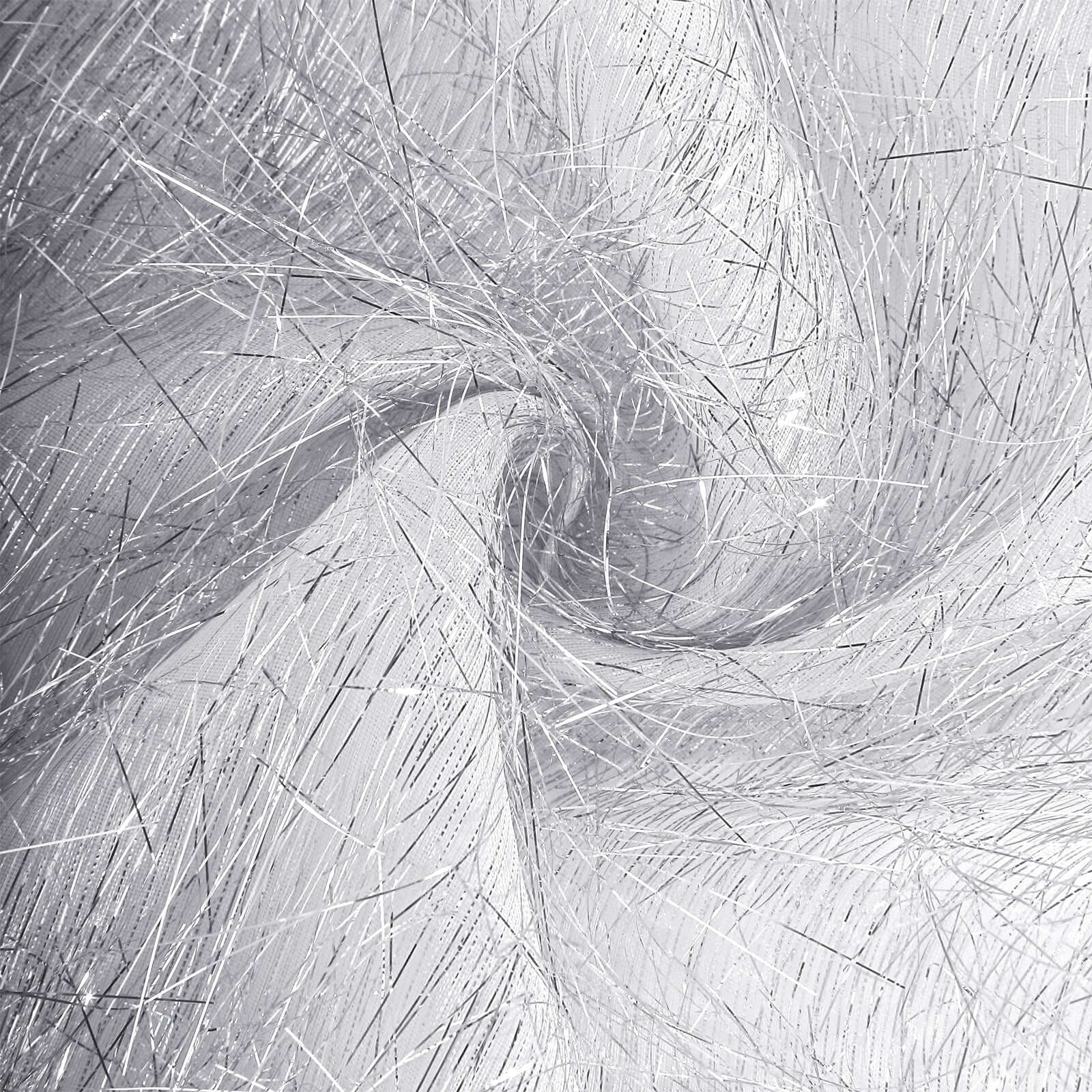 Polyester 120" Round Silver Tablecloth Metallic Fringe Shag Tinsel Table Cover