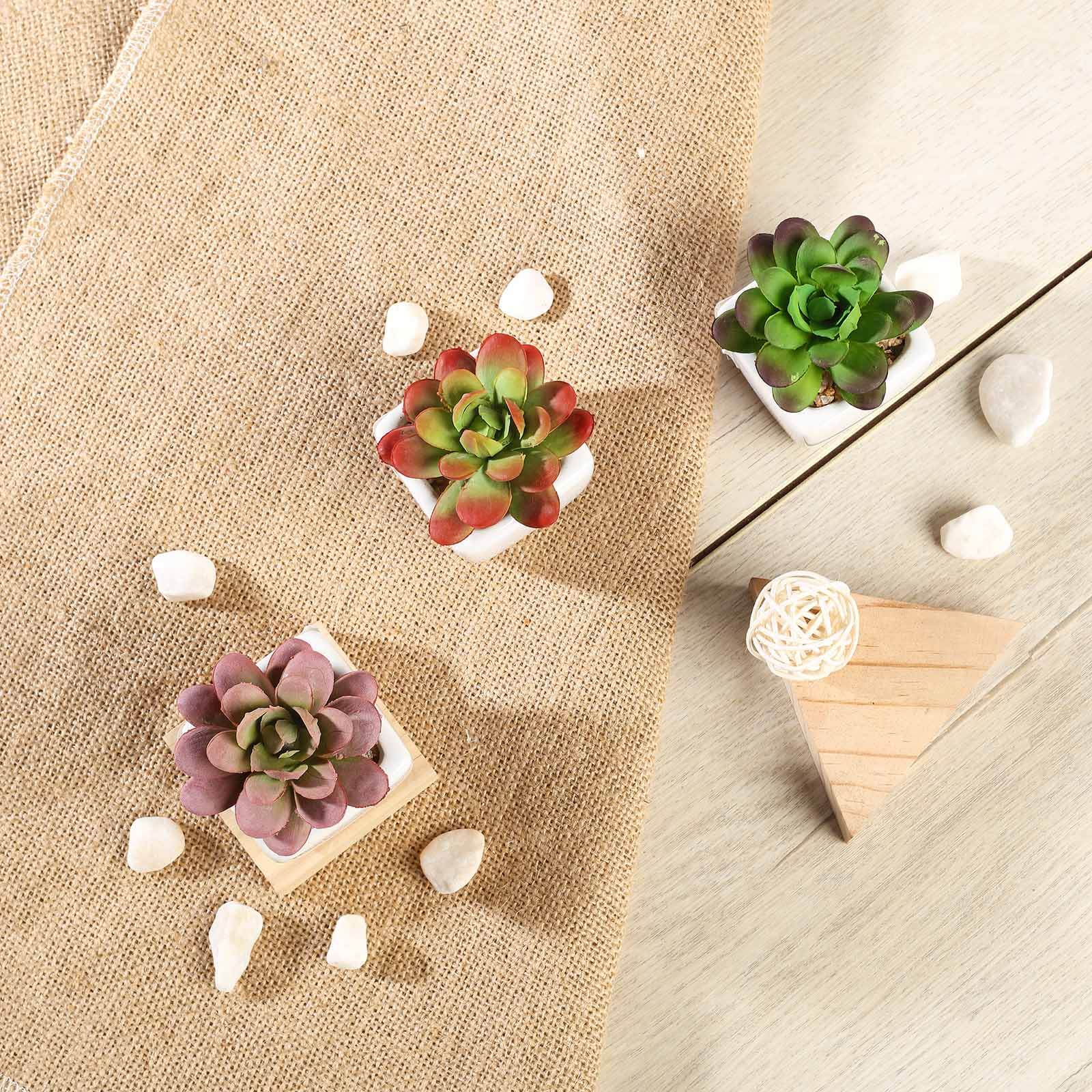 3-Pack Echeveria Elegans Artificial Succulents in Ceramic Pot - Lifelike Decorative Faux Plants for Home Office & Event Design 3"