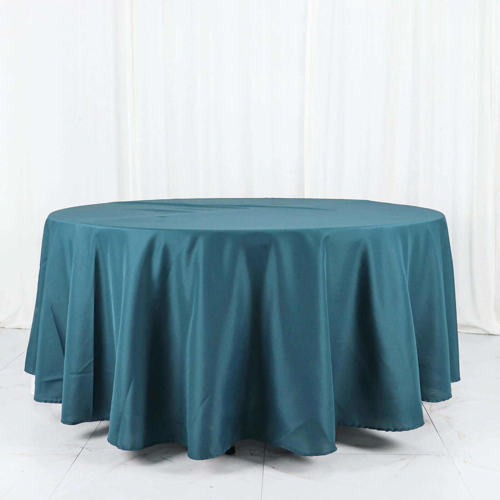 Polyester 108" Round Tablecloth Peacock Teal - Wrinkle-Resistant Table Cover