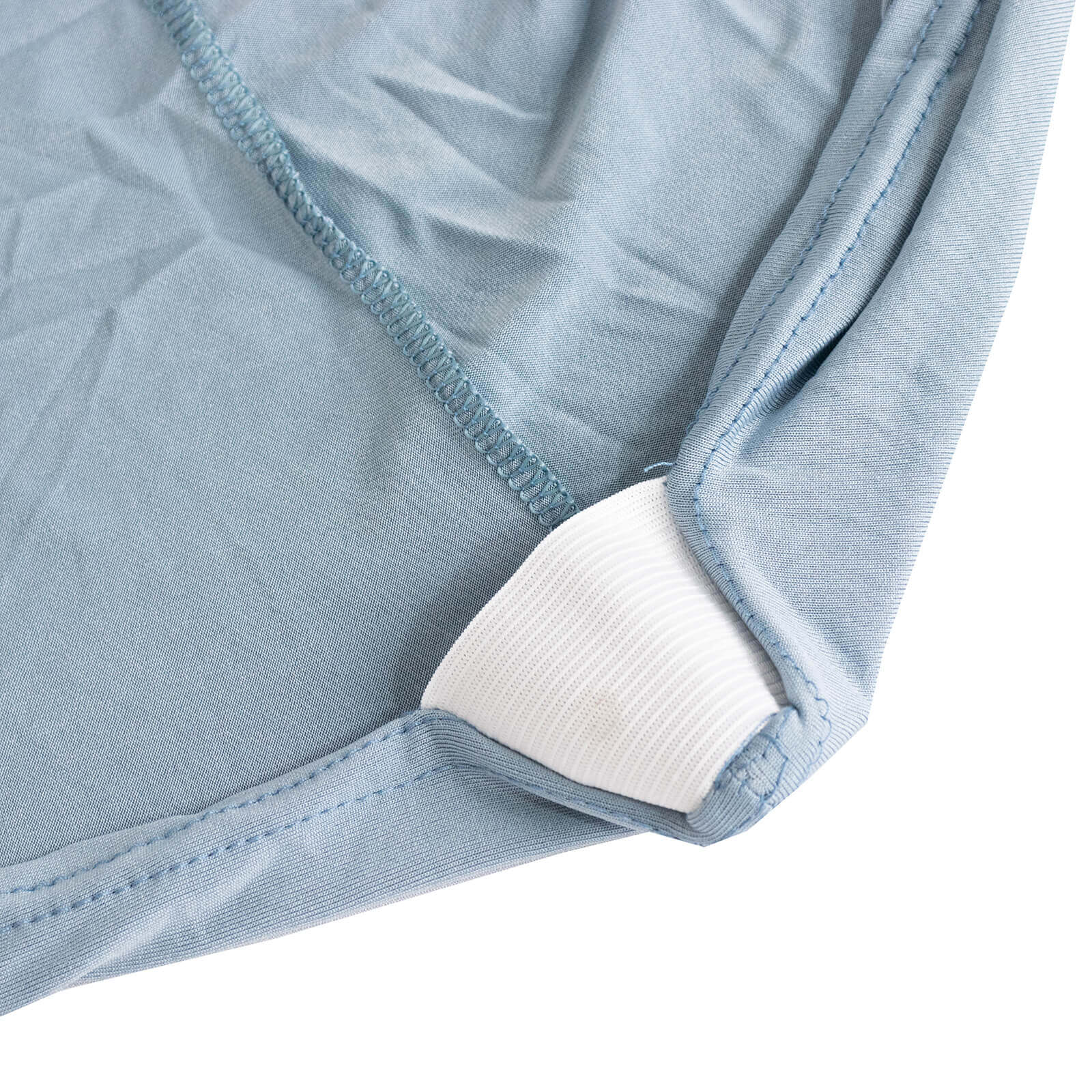 Stretch Spandex Chair Cover Dusty Blue for Folding Chairs - Secure Fit Slipcover with Silver Rhinestone Buckled Sash Band