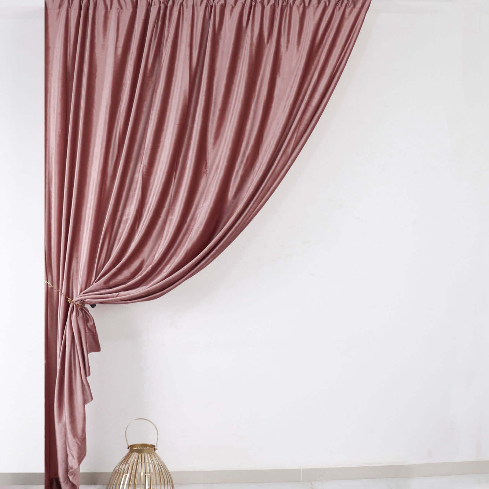 Dusty Rose Crushed Velvet Backdrop Curtain – 8ft x 8ft Event Drape with Rod Pocket, Privacy Panel for Photo Booths & Events