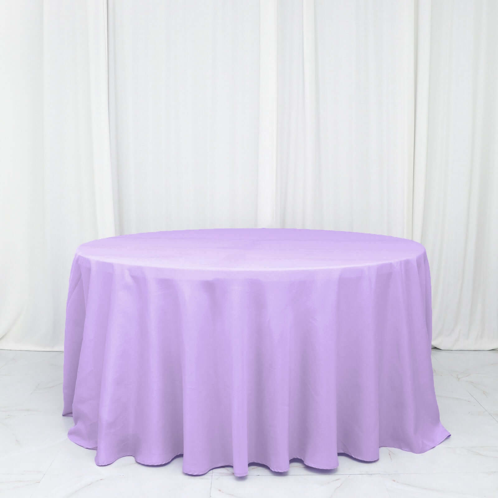 Polyester 132" Round Tablecloth Lavender Lilac - Seamless Chic Table Cover