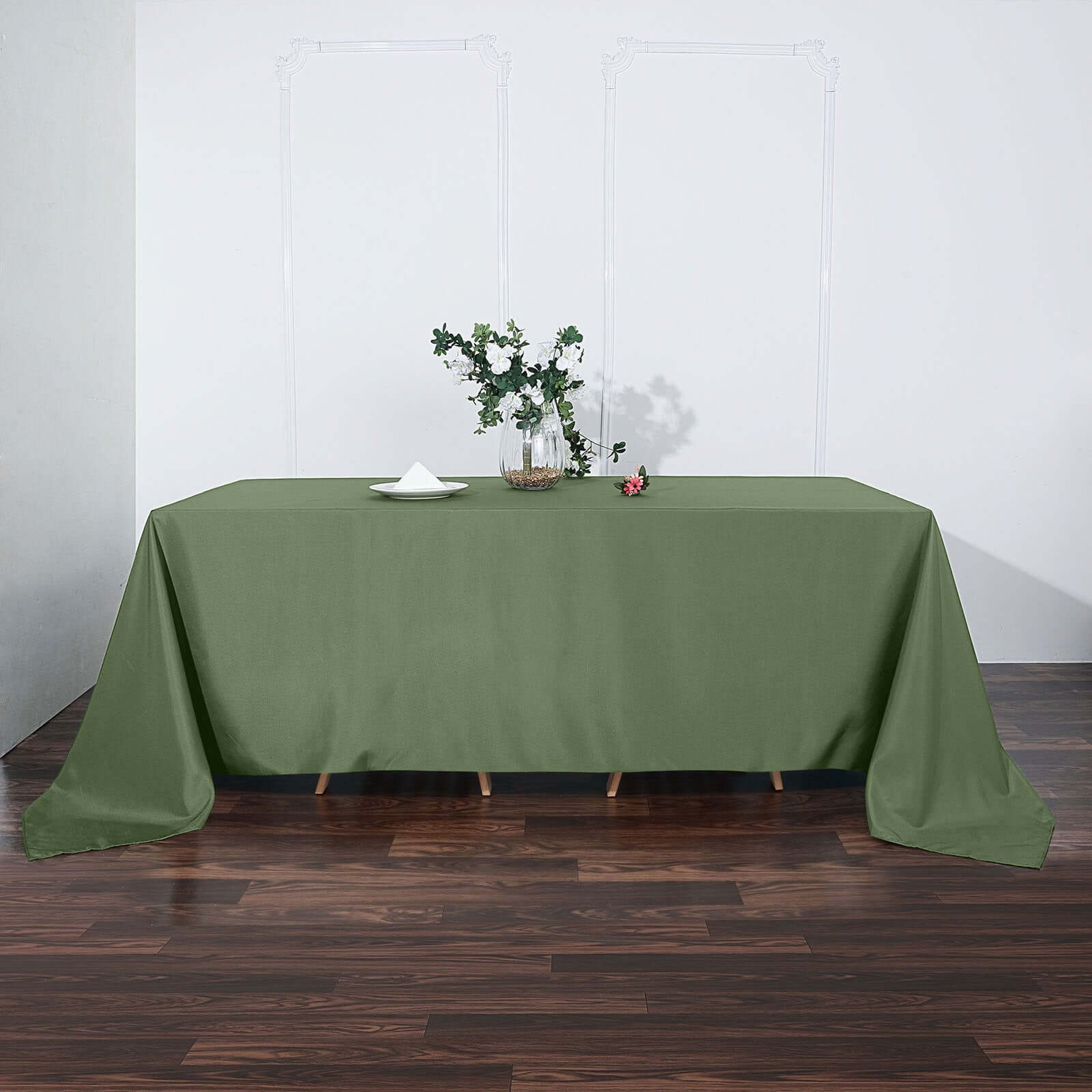 Polyester 90"x132" Rectangle Tablecloth Olive Green - Seamless Wrinkle-Resistant Table Cover