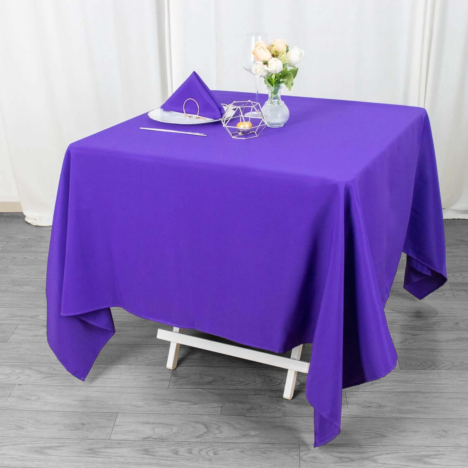 Premium Polyester Square Tablecloth 70"x70" Purple 220GSM Wrinkle-Resistant Table Cover
